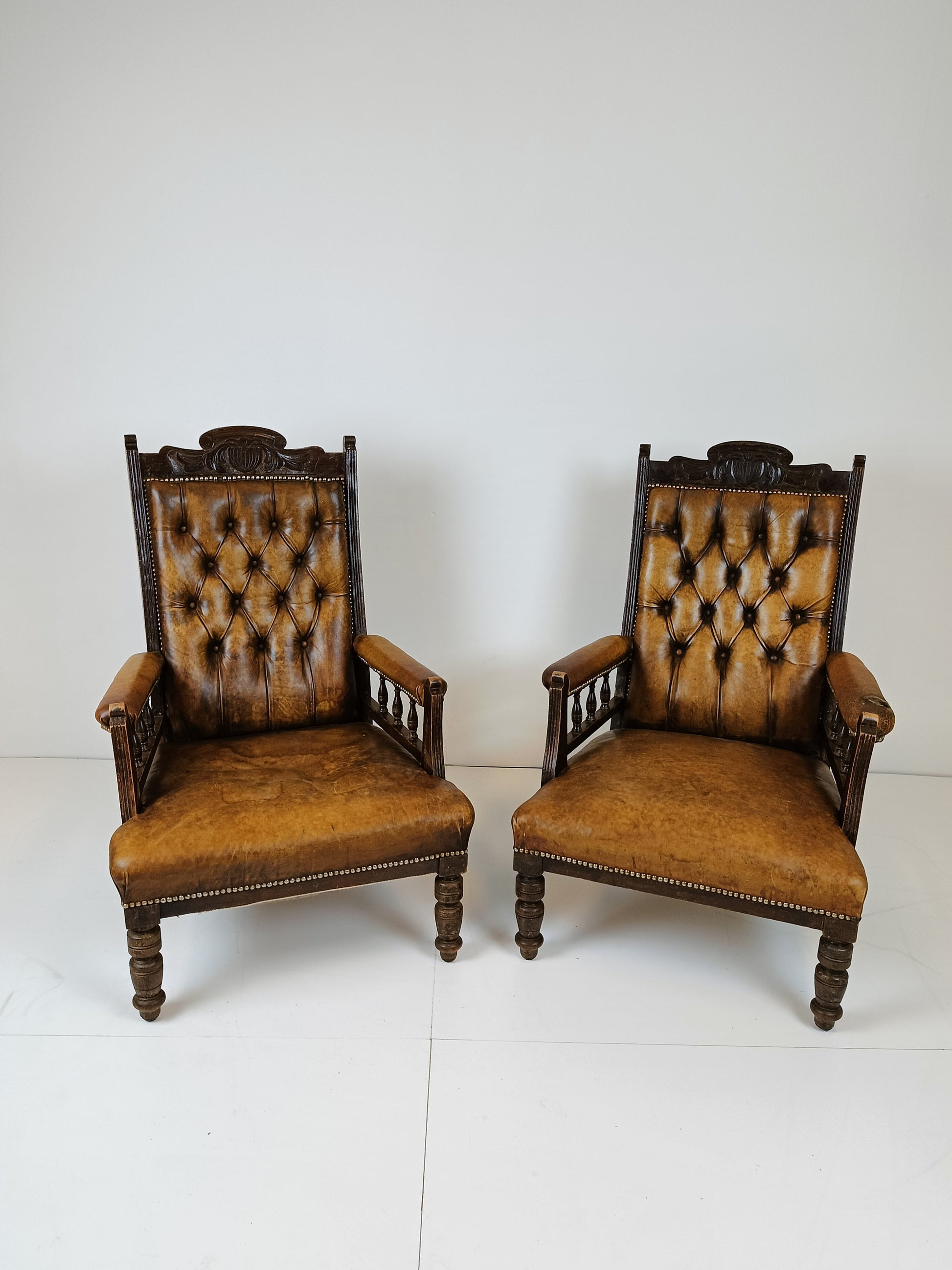 Antique English Leather Armchairs Antique English Leather Armchairs