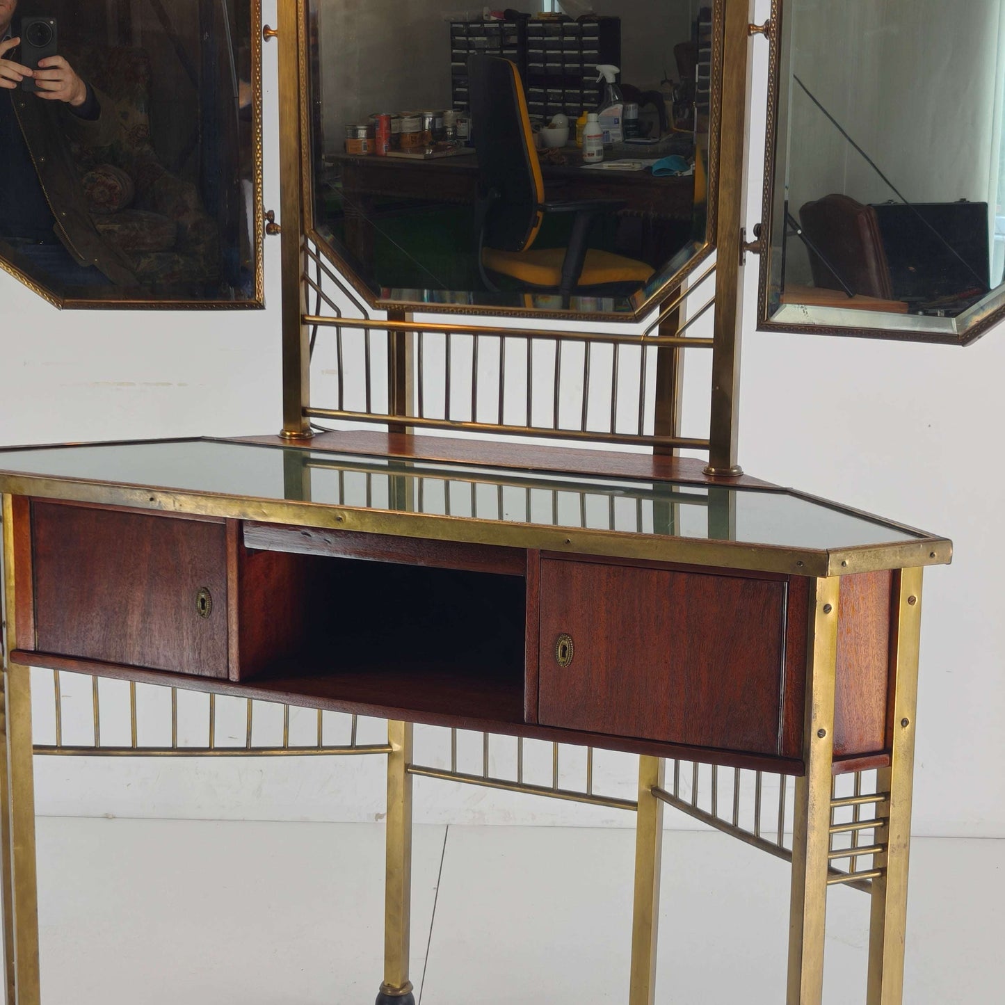 Antique French Brass Dressing Table -1930 Antique French Brass Dressing Table -1930