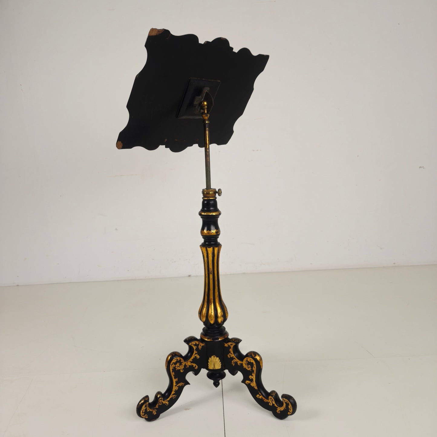 Antique French Papier-Mâché Lacquer Music Stand with Mother of Pearl Inlay c.1880 Antique French Papier-Mâché Lacquer Music Stand with Mother of Pearl Inlay c.1880