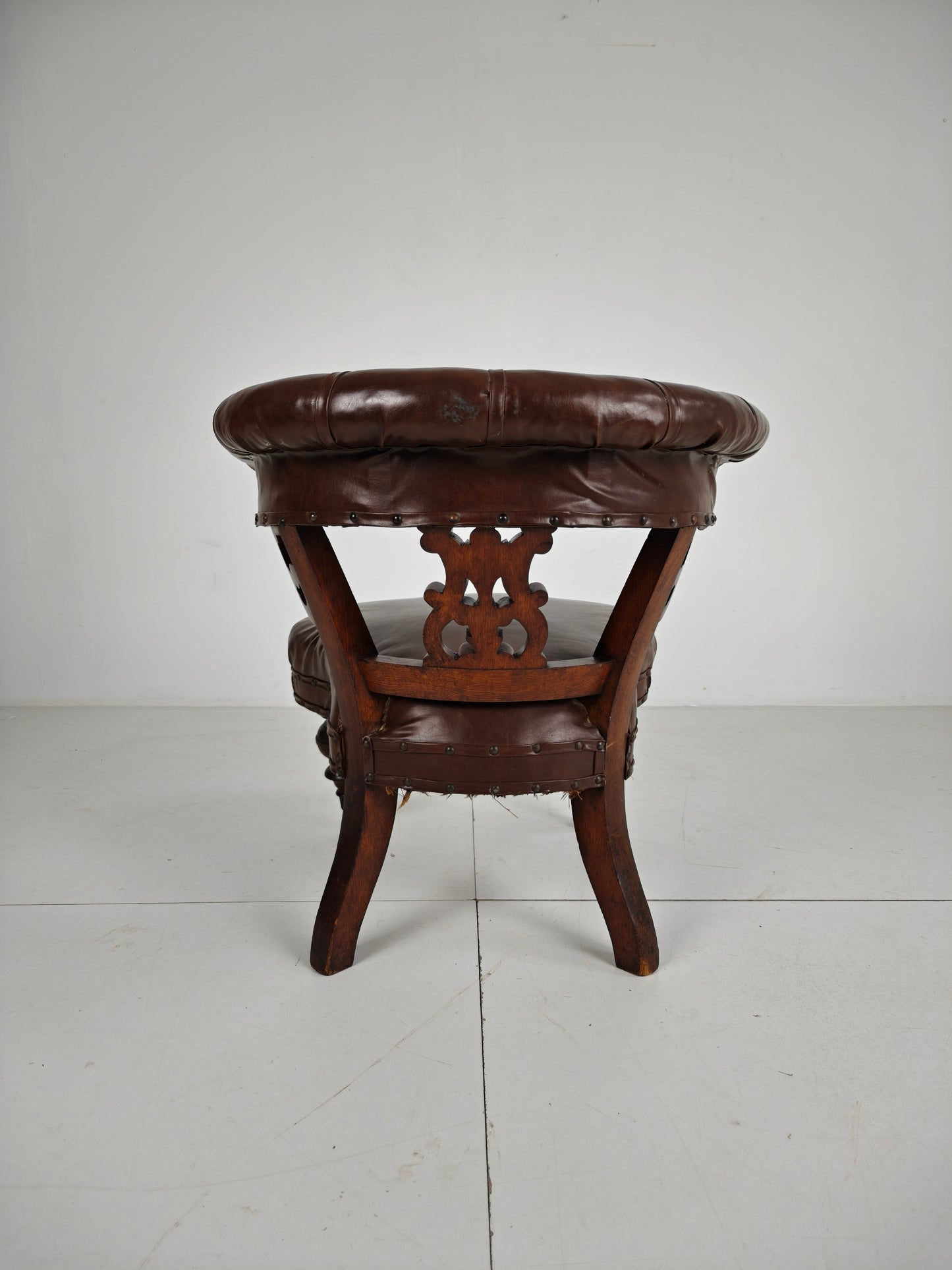 Antique Leather Armchair by Robson & Son – Carved Wood & Castors, Newcastle Antique Leather Armchair by Robson & Son – Carved Wood & Castors, Newcastle