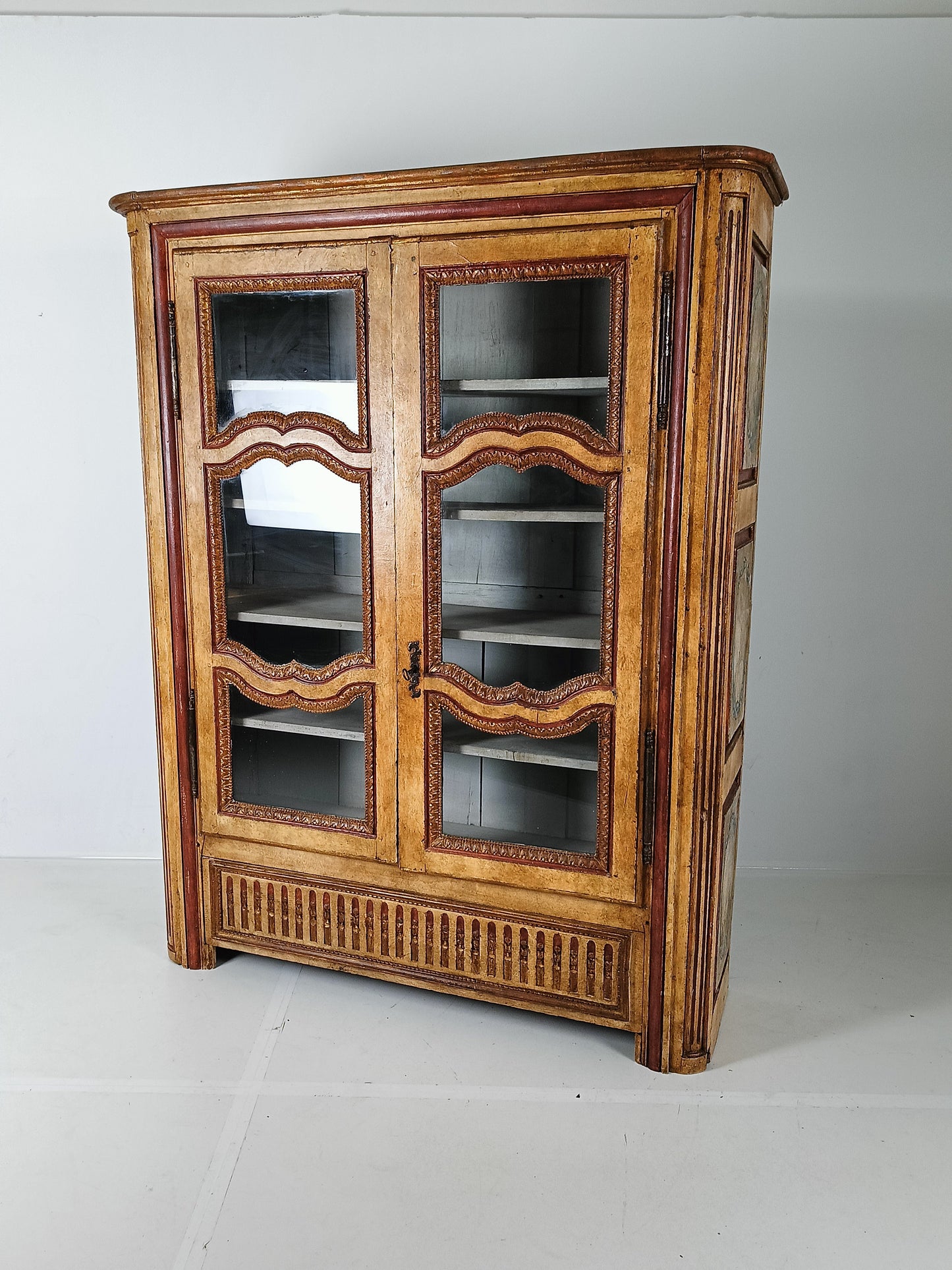 Antique Painted French Display Cabinet Antique Painted French Display Cabinet