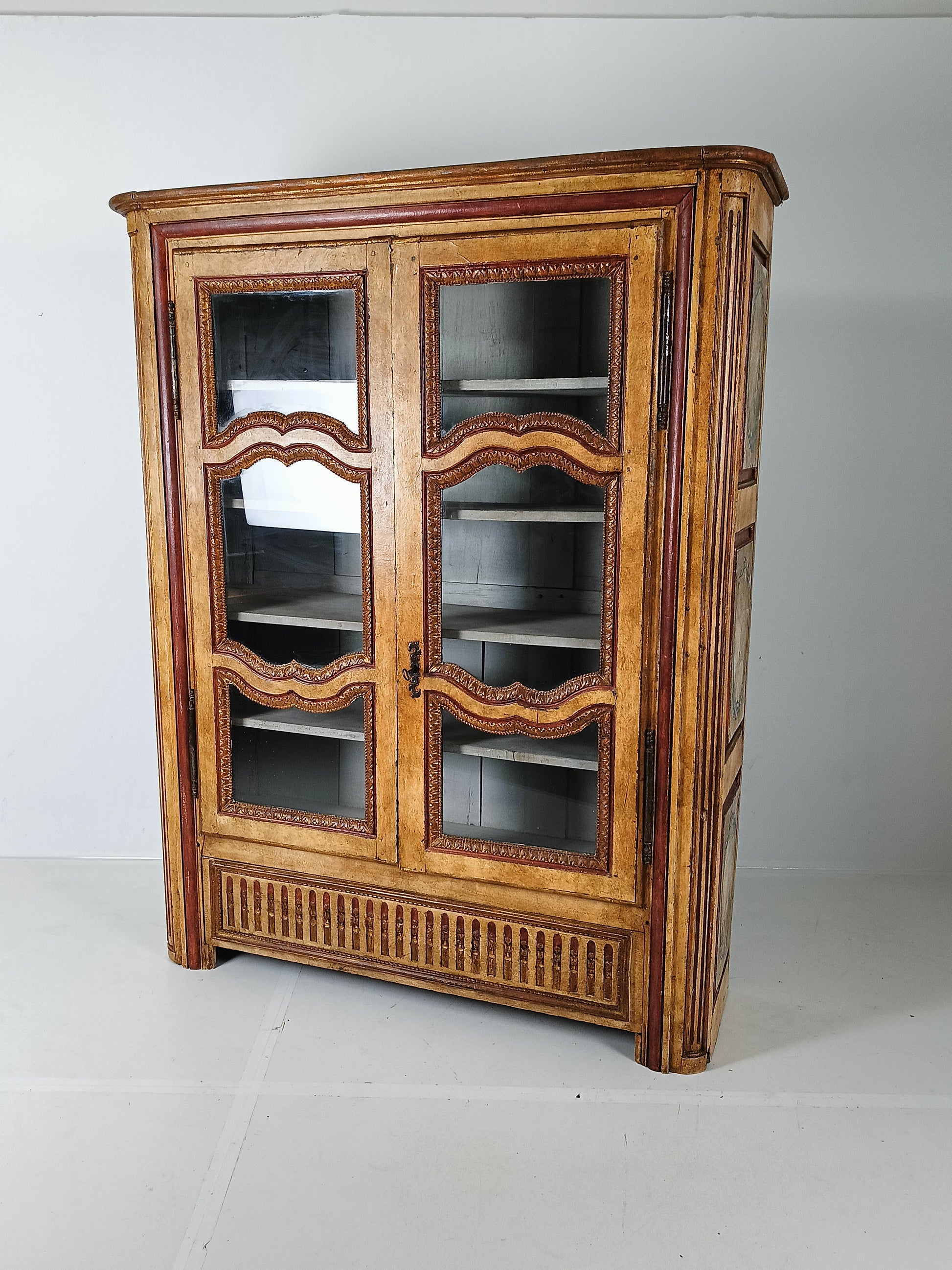 Antique Painted French Display Cabinet Antique Painted French Display Cabinet