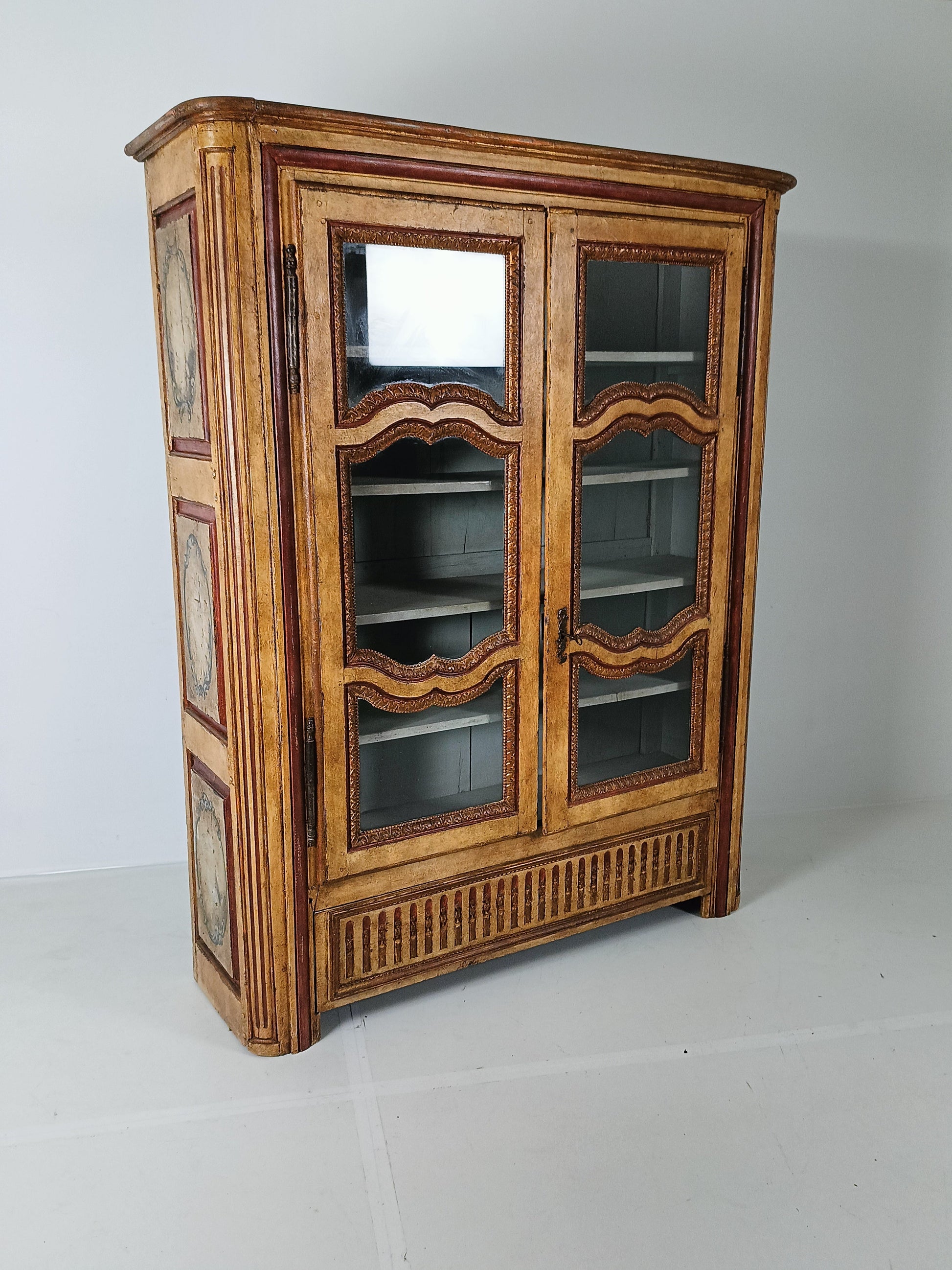 Antique Painted French Display Cabinet Antique Painted French Display Cabinet