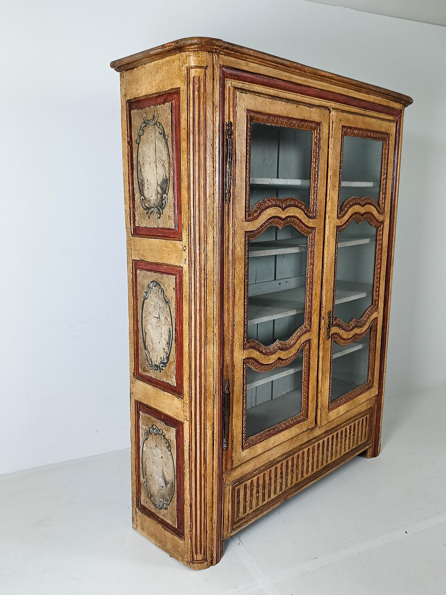 Antique Painted French Display Cabinet Antique Painted French Display Cabinet