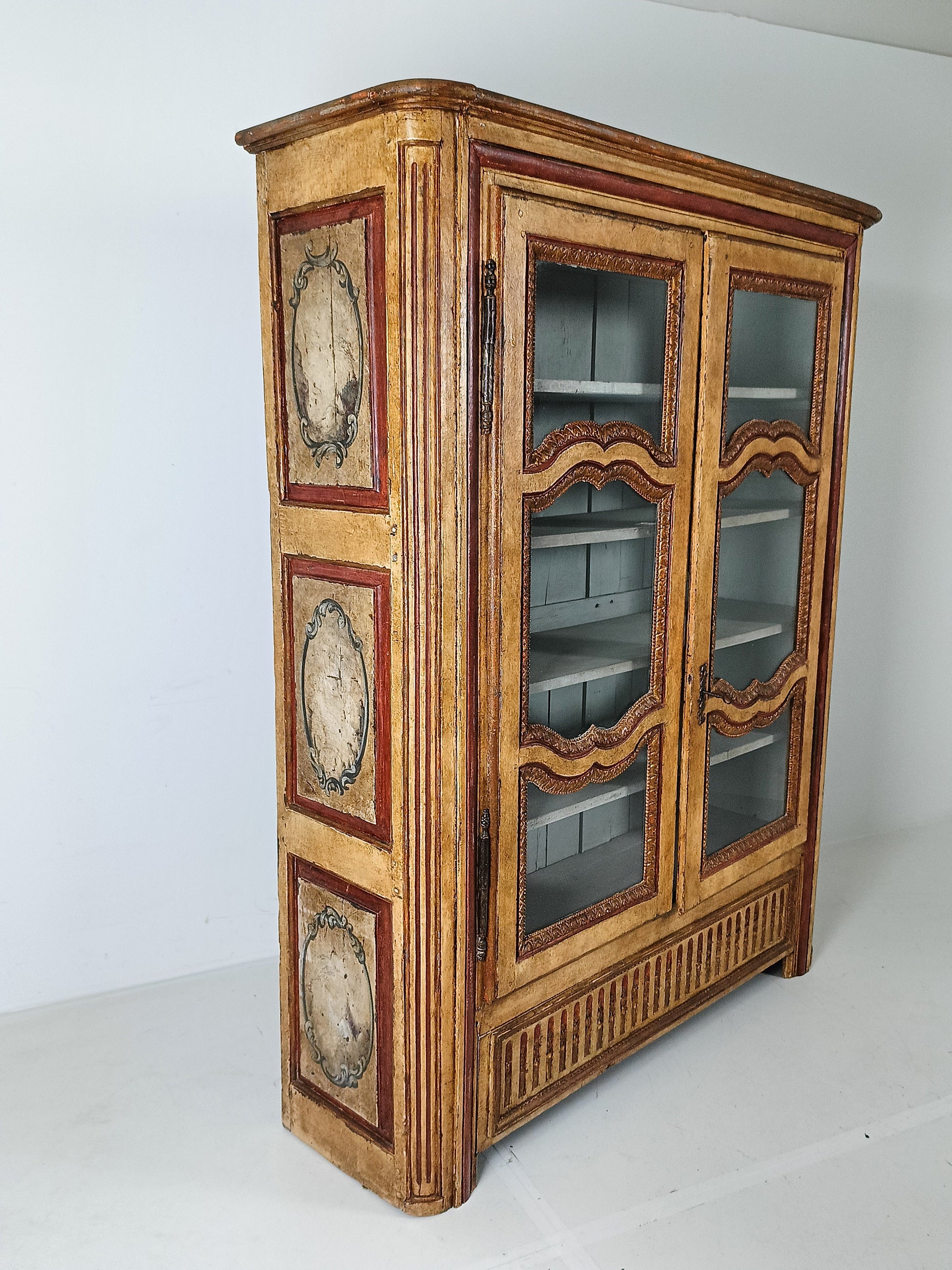 Antique Painted French Display Cabinet Antique Painted French Display Cabinet