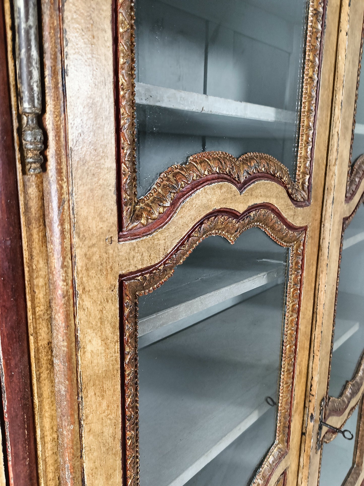 Antique Painted French Display Cabinet Antique Painted French Display Cabinet