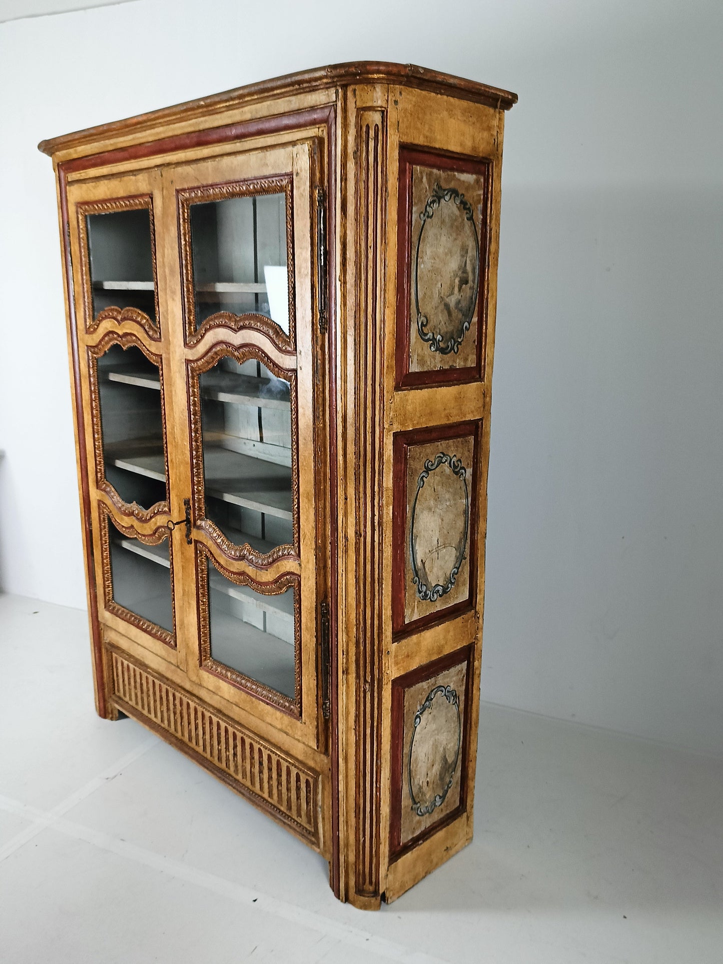 Antique Painted French Display Cabinet Antique Painted French Display Cabinet