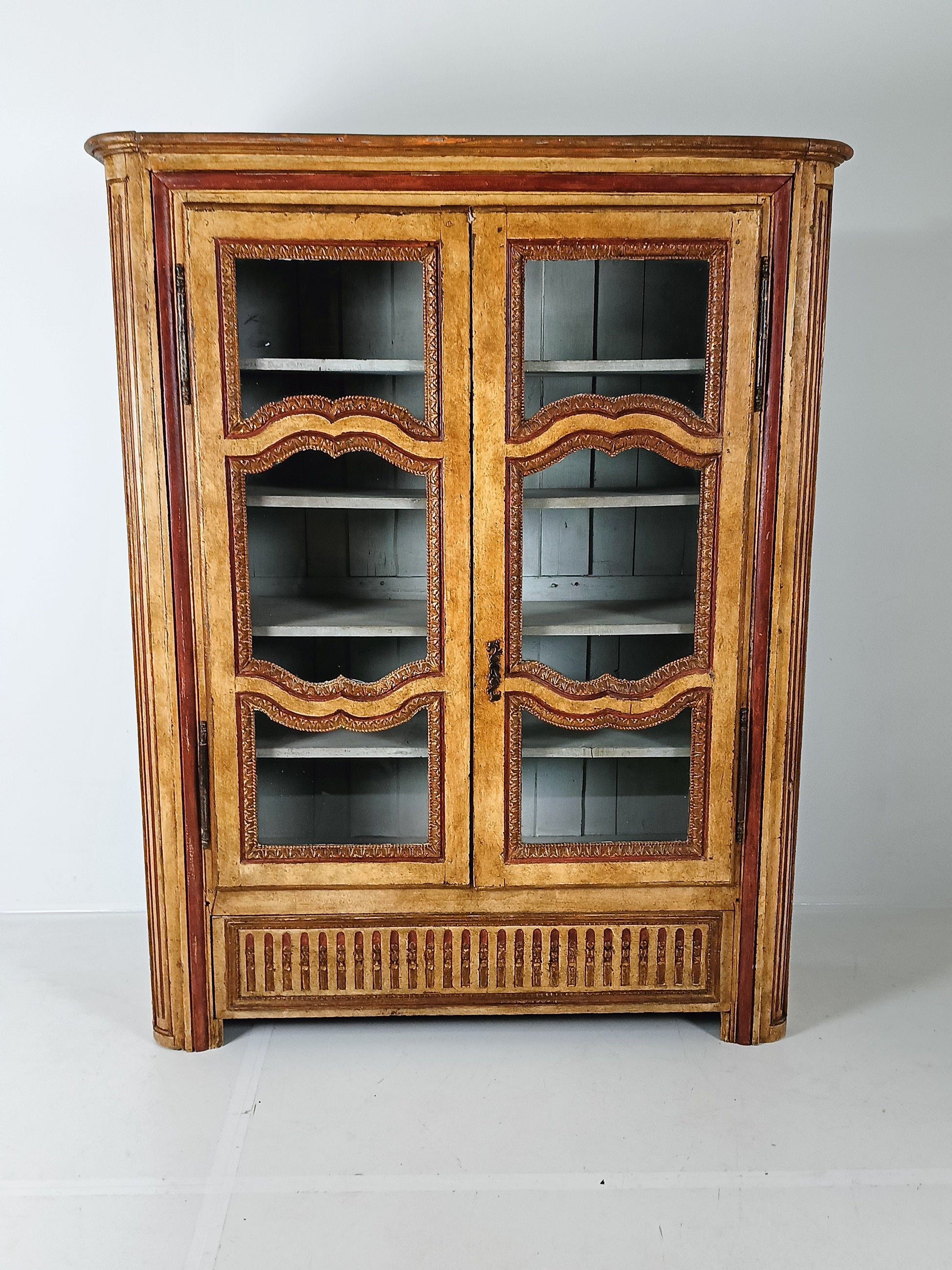 Antique Painted French Display Cabinet Antique Painted French Display Cabinet
