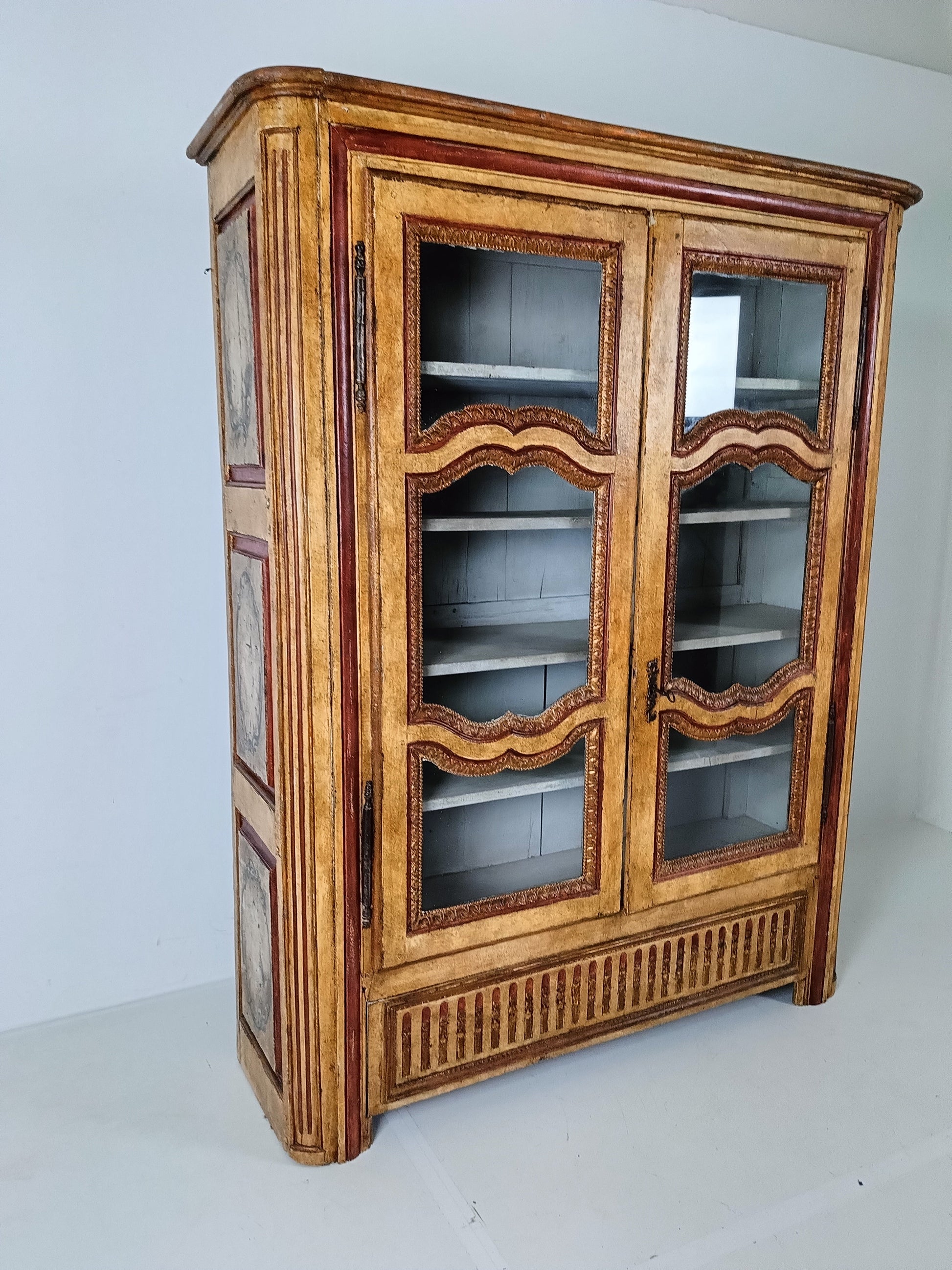 Antique Painted French Display Cabinet Antique Painted French Display Cabinet