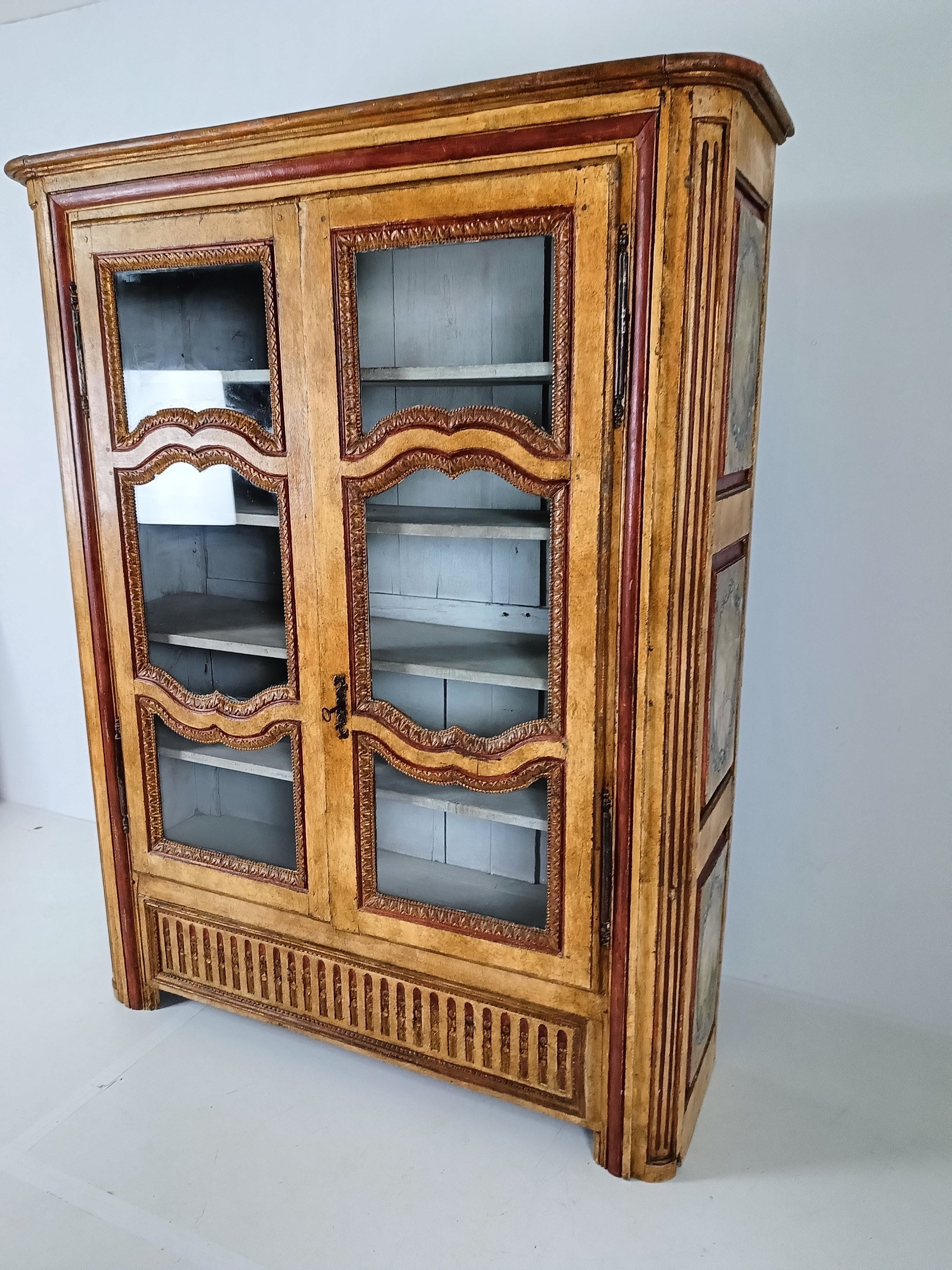 Antique Painted French Display Cabinet Antique Painted French Display Cabinet