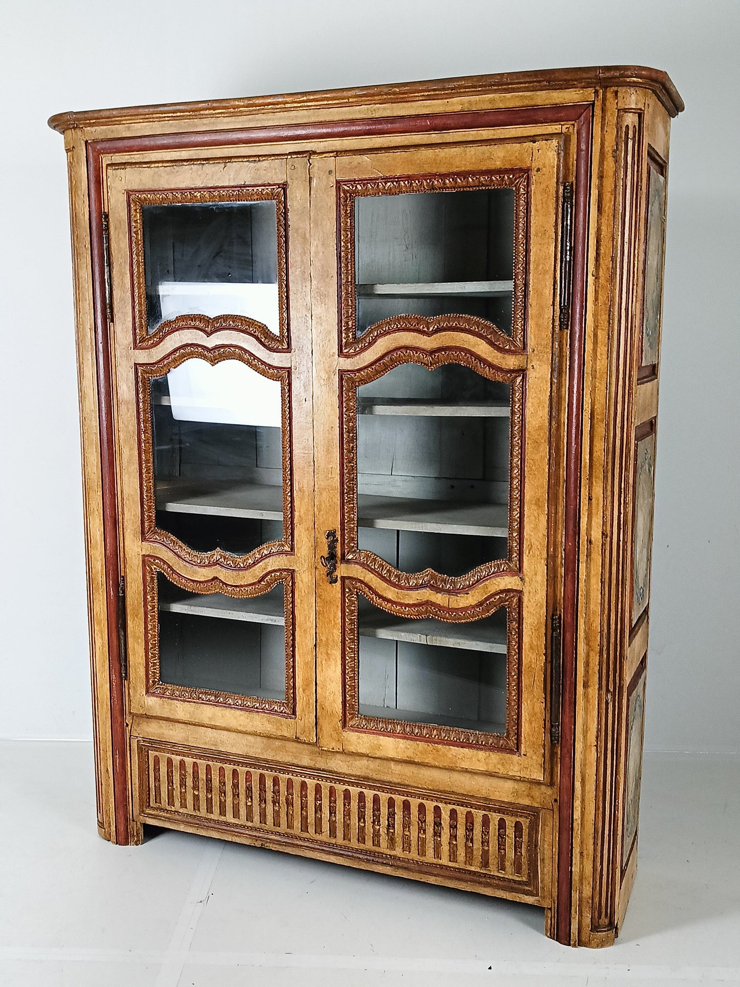Antique Painted French Display Cabinet Antique Painted French Display Cabinet