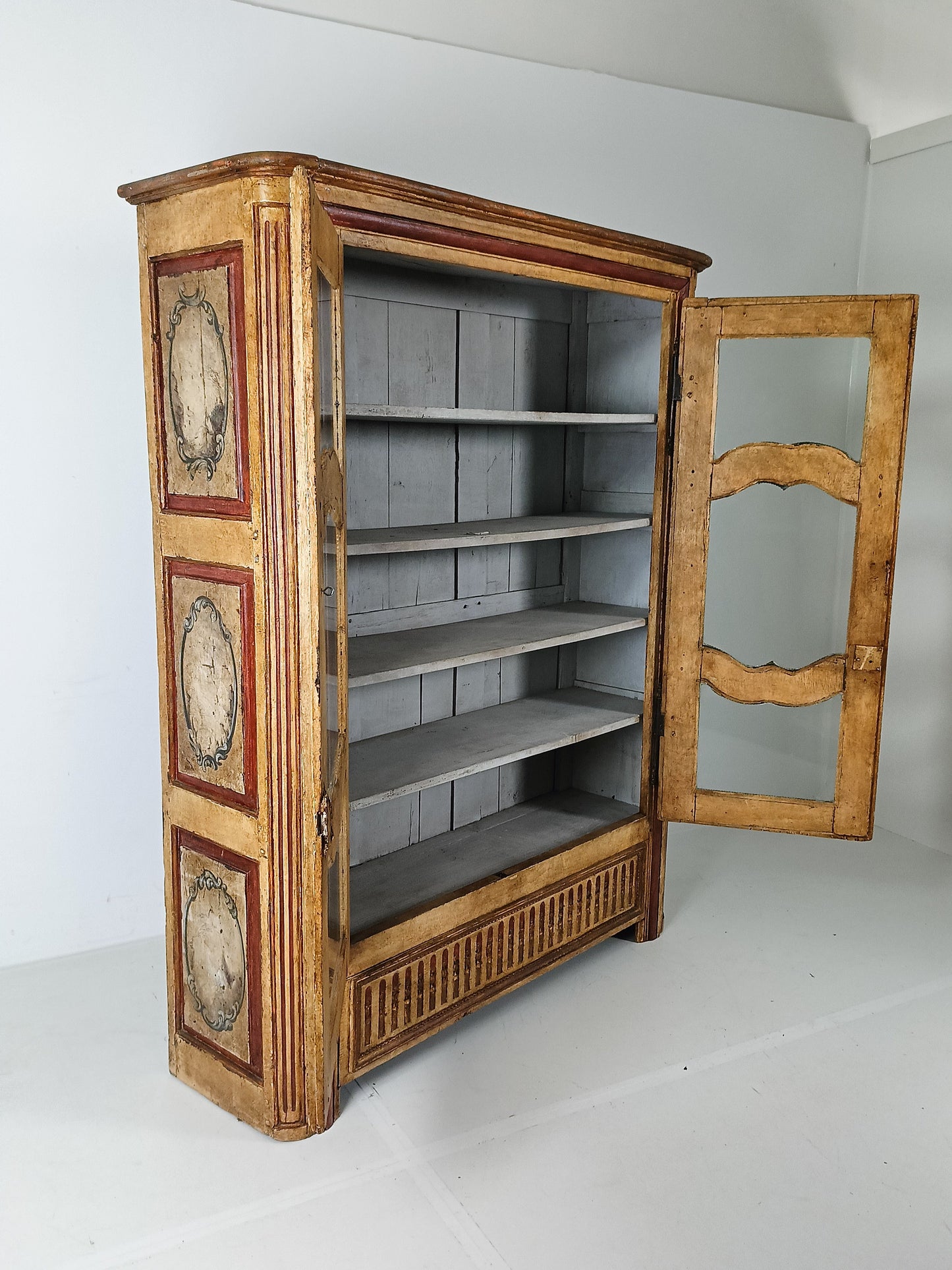 Antique Painted French Display Cabinet Antique Painted French Display Cabinet