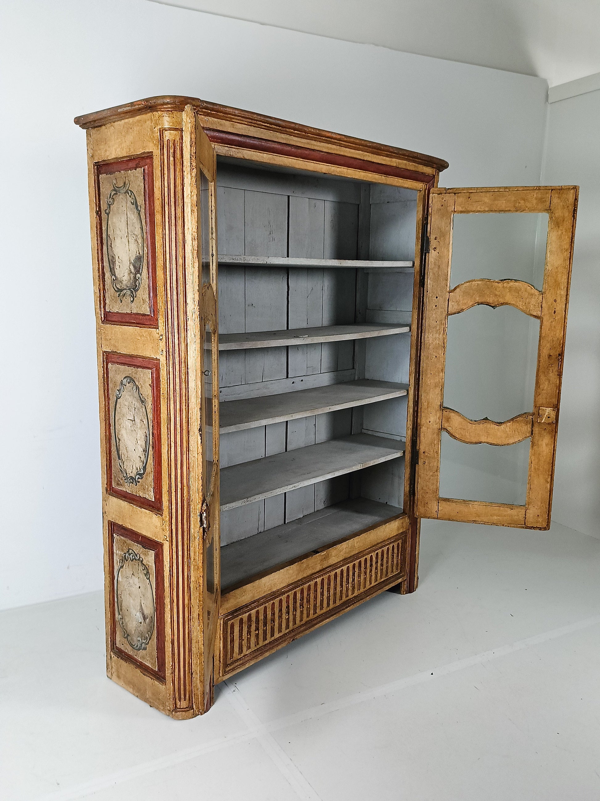 Antique Painted French Display Cabinet Antique Painted French Display Cabinet