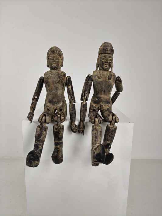 Antique Pair of Chinese Wooden Fertility Dolls – Boy & Girl Figures Antique Pair of Chinese Wooden Fertility Dolls – Boy & Girl Figures