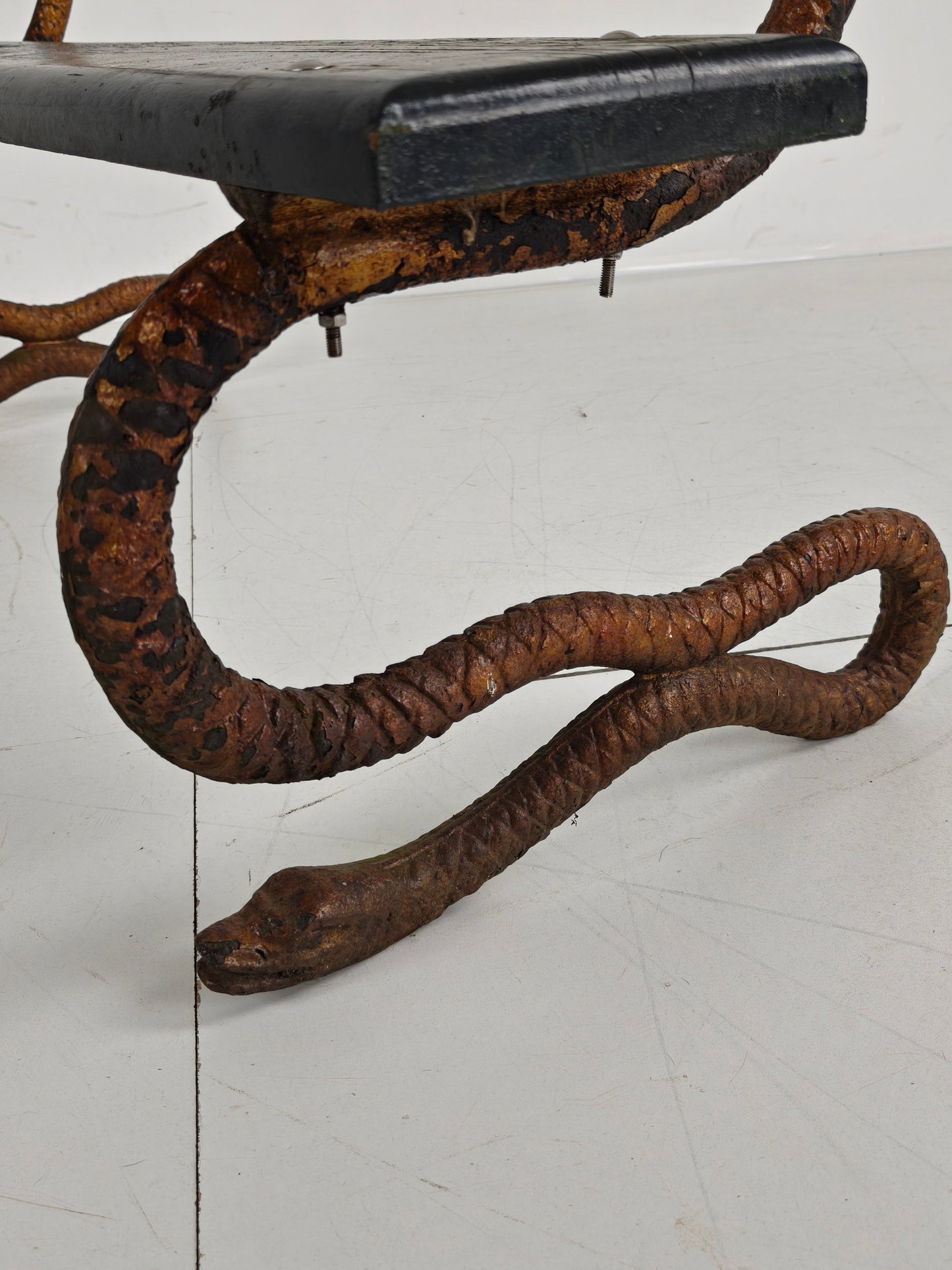 Antique Victorian Cast Iron Snake Garden Bench Antique Victorian Cast Iron Snake Garden Bench