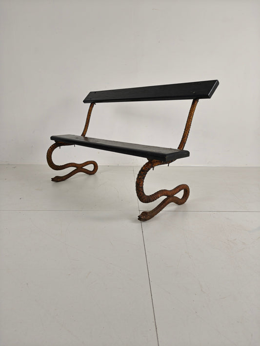 Antique Victorian Cast Iron Snake Garden Bench Antique Victorian Cast Iron Snake Garden Bench