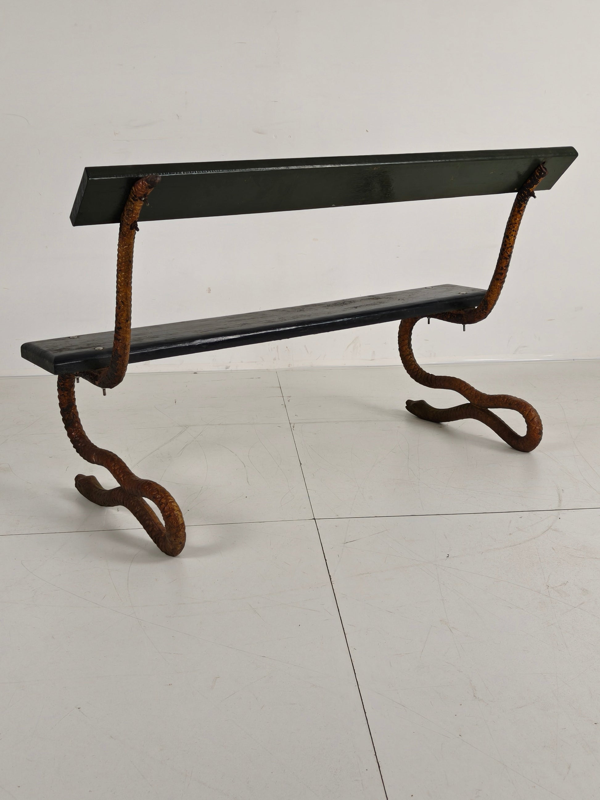 Antique Victorian Cast Iron Snake Garden Bench Antique Victorian Cast Iron Snake Garden Bench