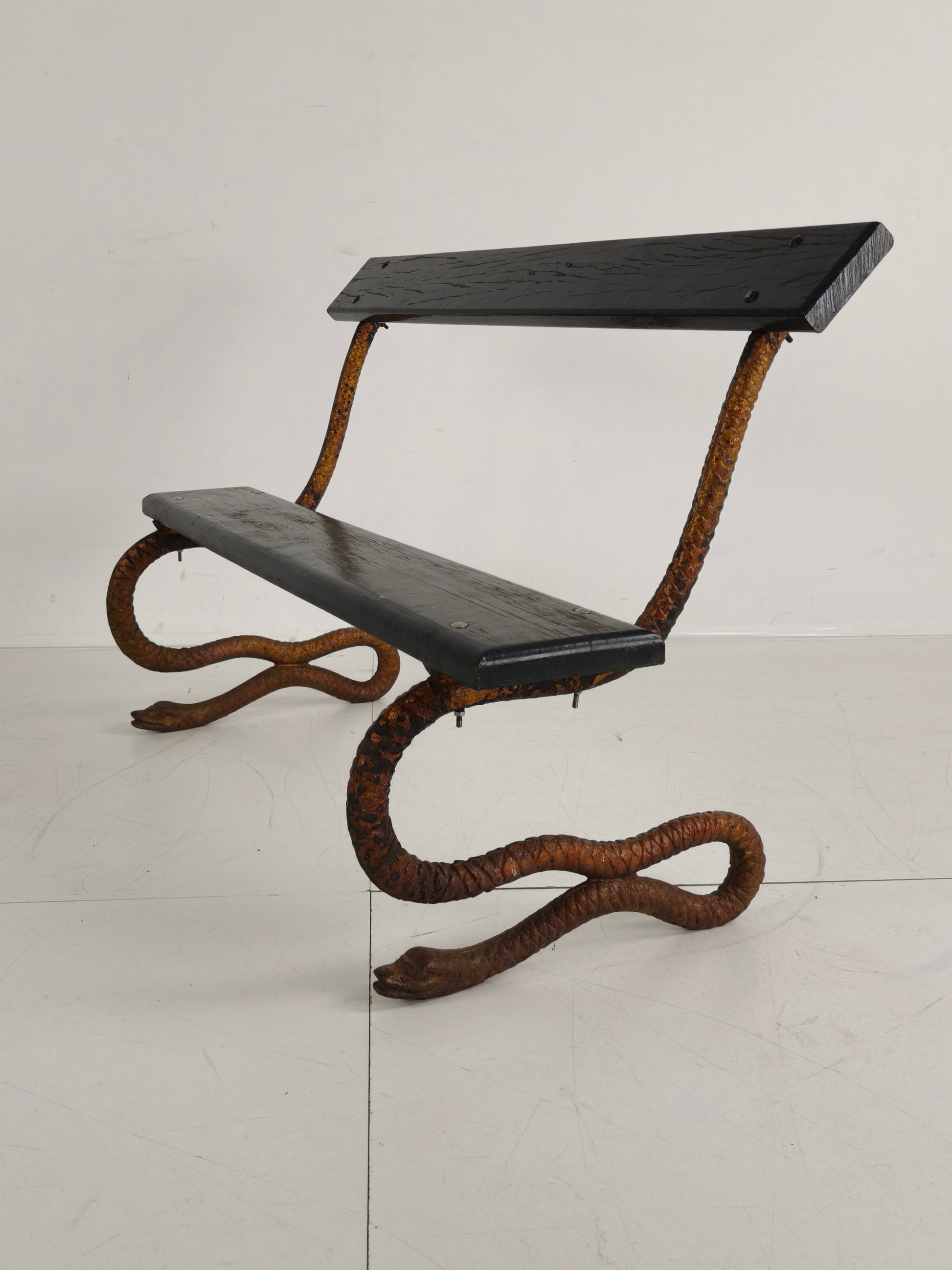 Antique Victorian Cast Iron Snake Garden Bench Antique Victorian Cast Iron Snake Garden Bench