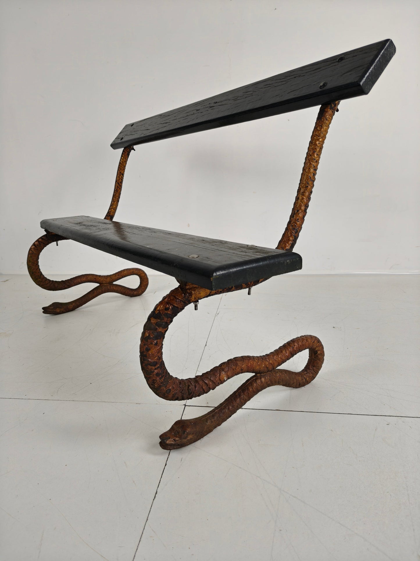 Antique Victorian Cast Iron Snake Garden Bench Antique Victorian Cast Iron Snake Garden Bench