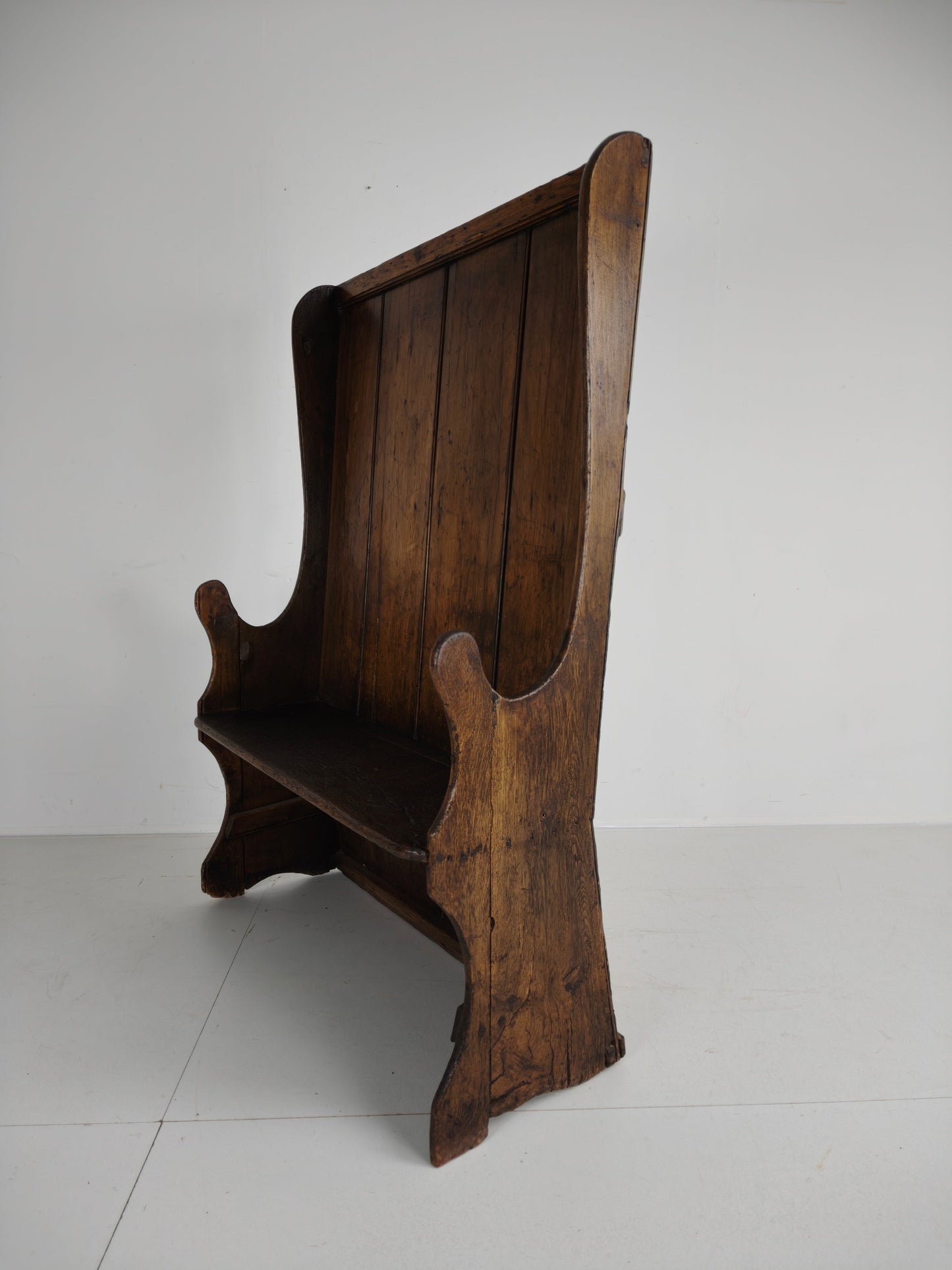 Antique Westcountry Pine /oak High Back Settle 1800s Antique Westcountry Pine /oak High Back Settle 1800s