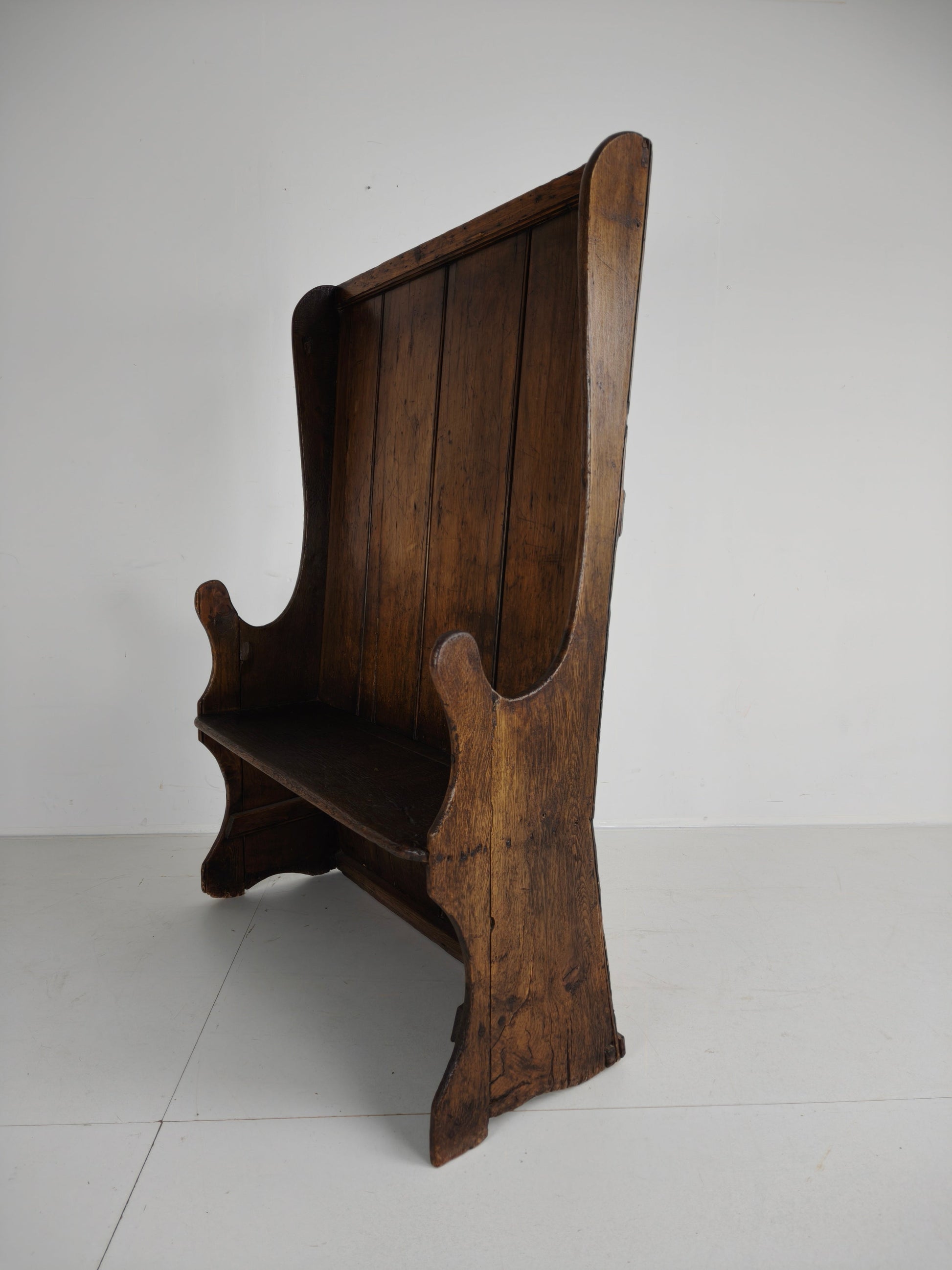 Antique Westcountry Pine /oak High Back Settle 1800s Antique Westcountry Pine /oak High Back Settle 1800s