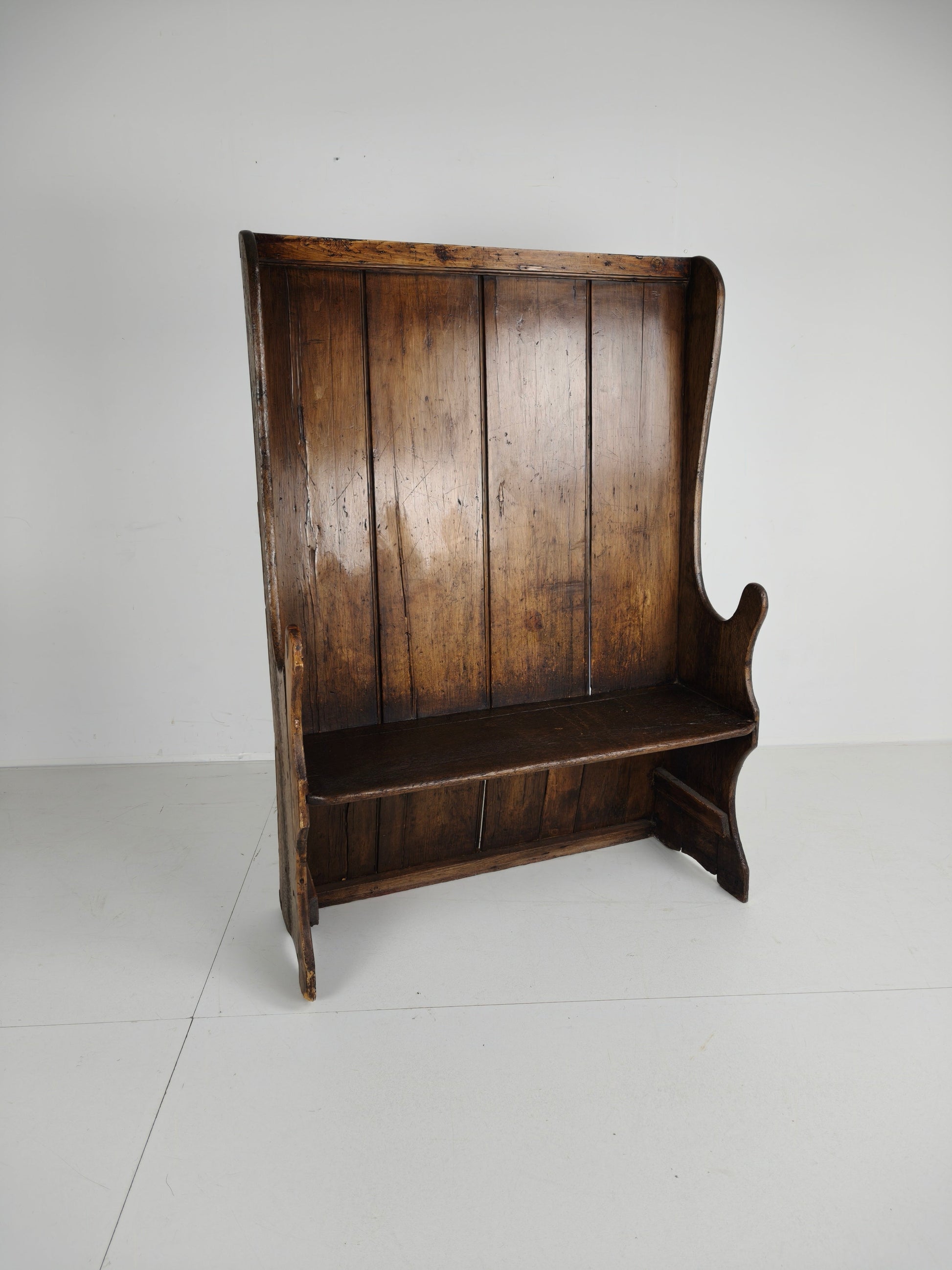 Antique Westcountry Pine /oak High Back Settle 1800s Antique Westcountry Pine /oak High Back Settle 1800s