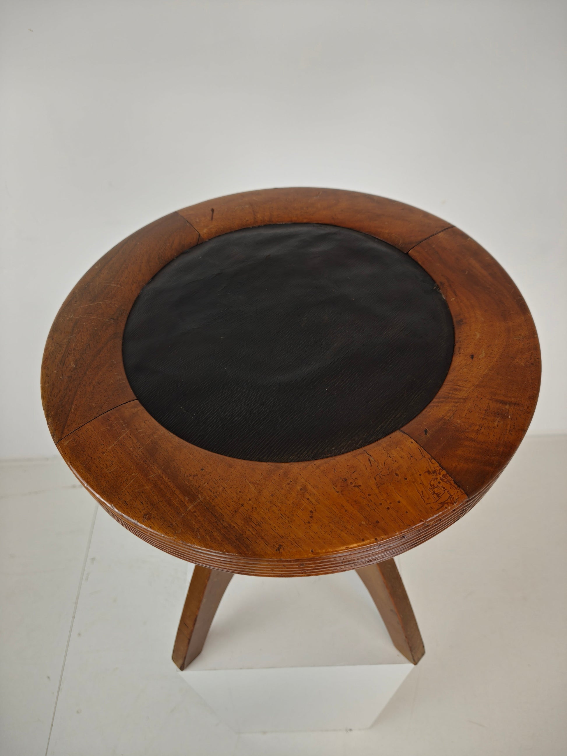 Art Deco Adjustable Piano Stool with Leather Seat – c.1920s Art Deco Adjustable Piano Stool with Leather Seat – c.1920s