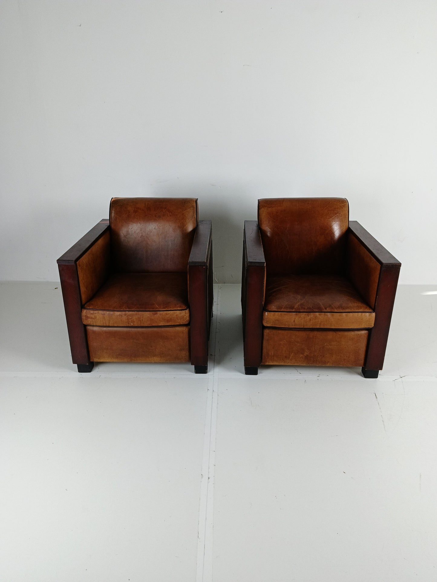 Art Deco Sheep Leather Armchairs Art Deco Sheep Leather Armchairs