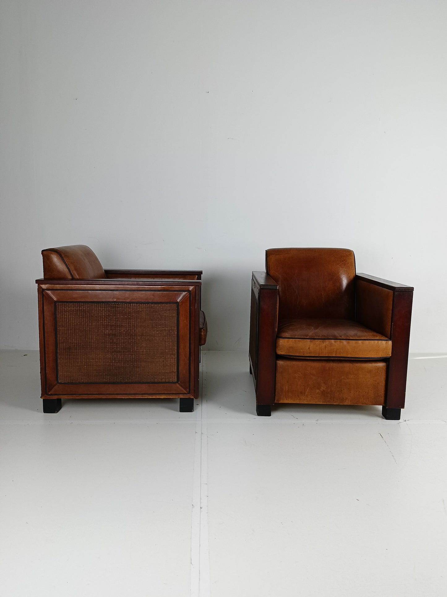 Art Deco Sheep Leather Armchairs Art Deco Sheep Leather Armchairs