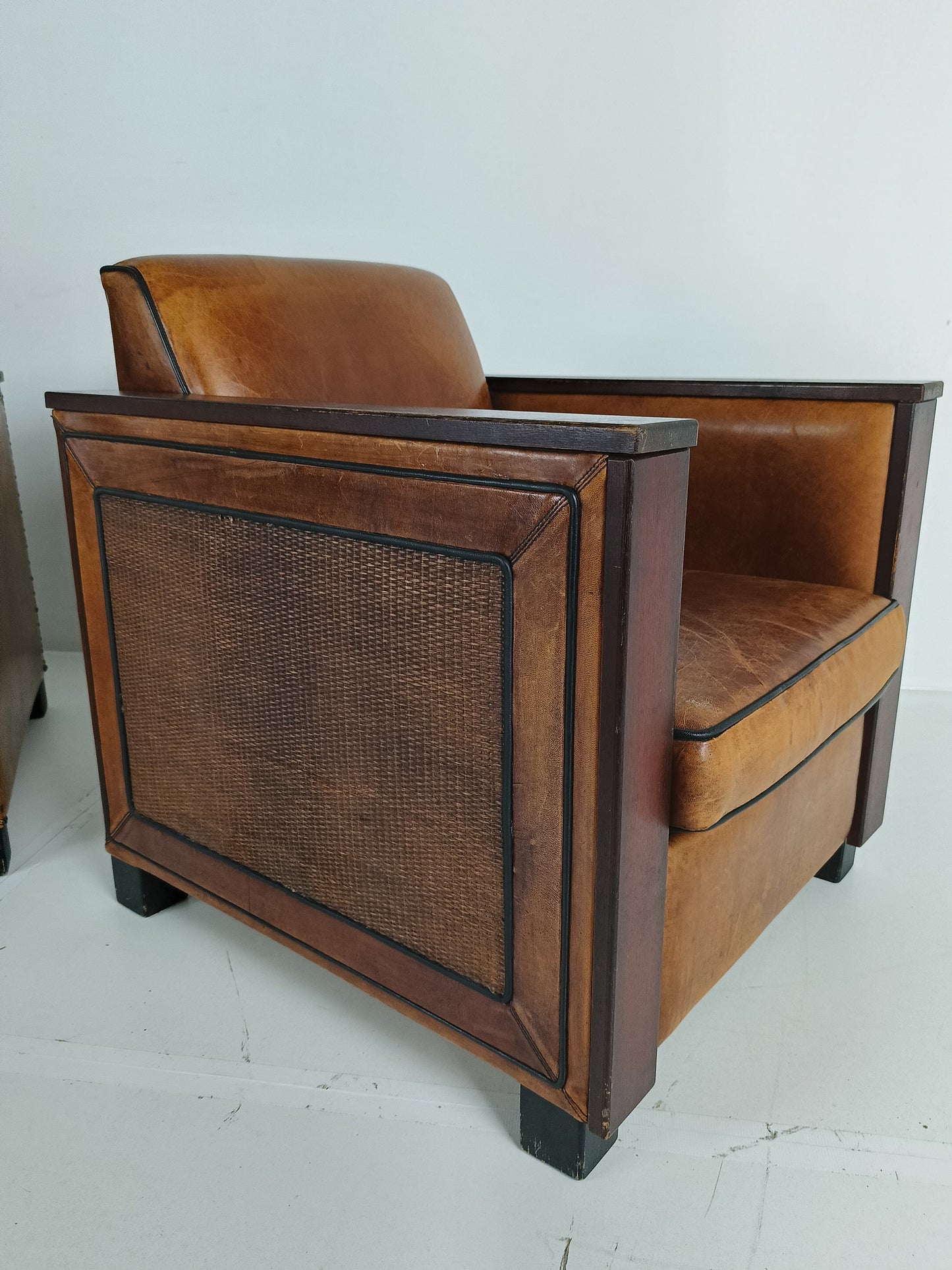 Art Deco Sheep Leather Armchairs Art Deco Sheep Leather Armchairs