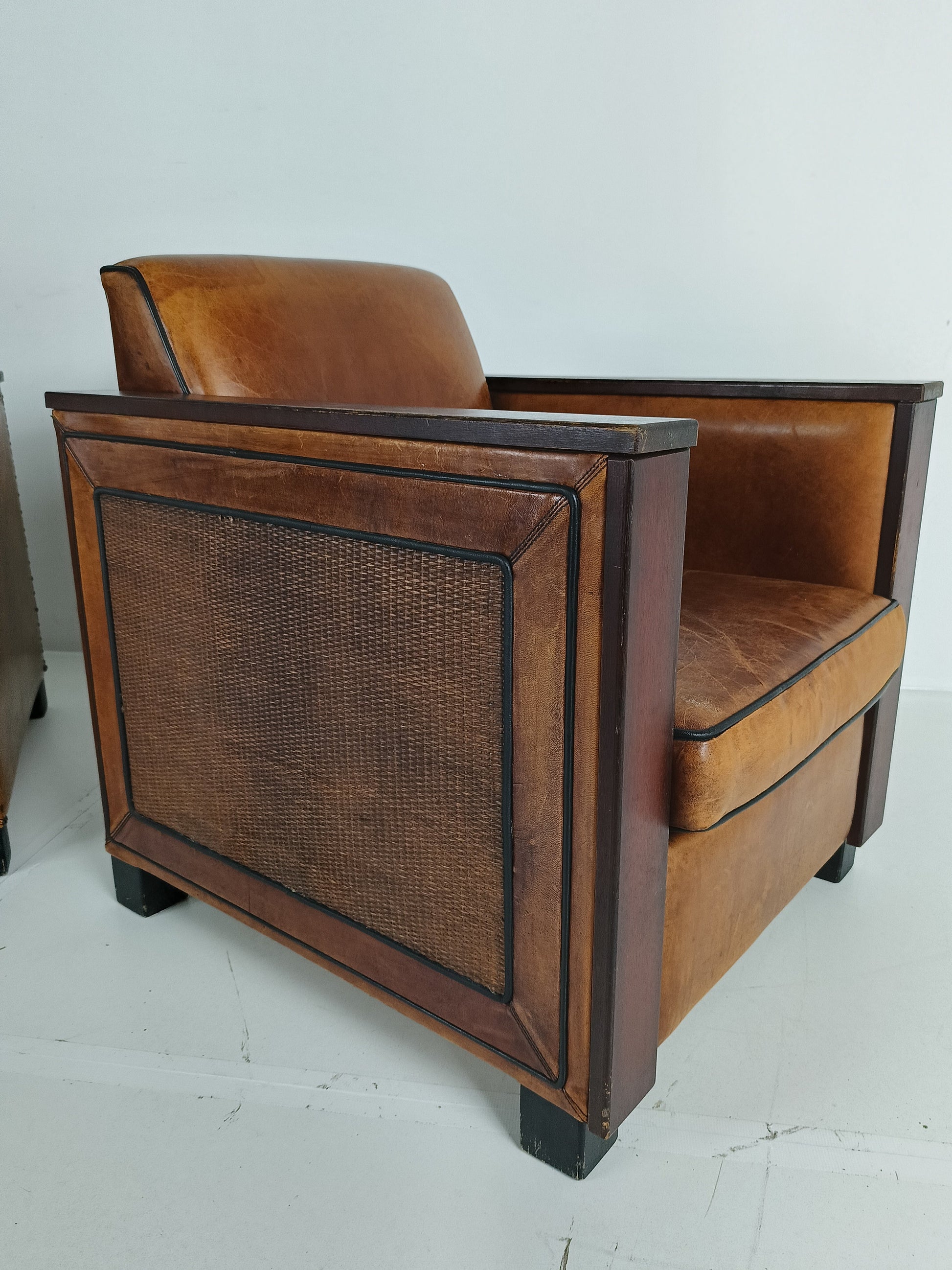 Art Deco Sheep Leather Armchairs Art Deco Sheep Leather Armchairs
