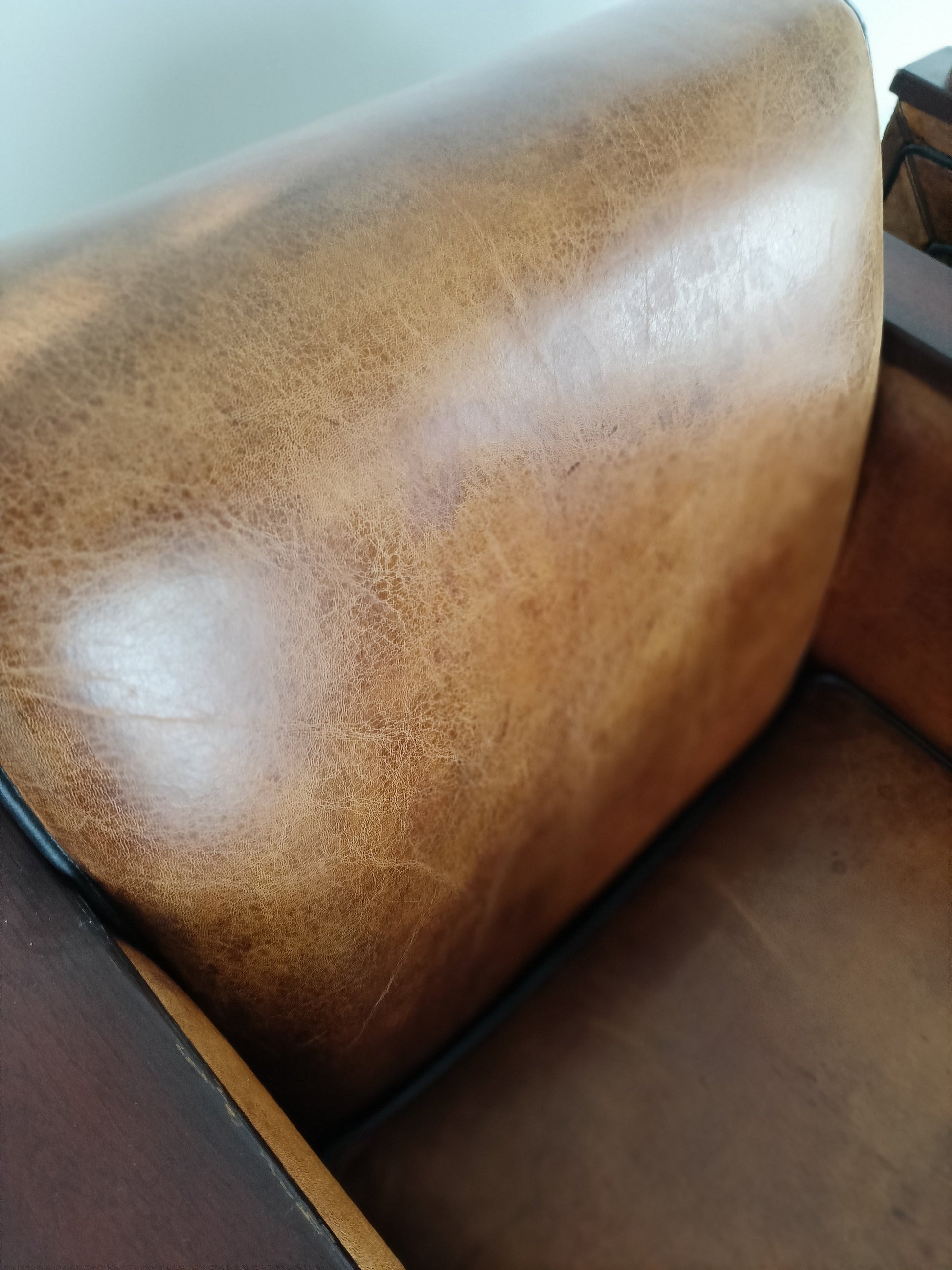 Art Deco Sheep Leather Armchairs Art Deco Sheep Leather Armchairs