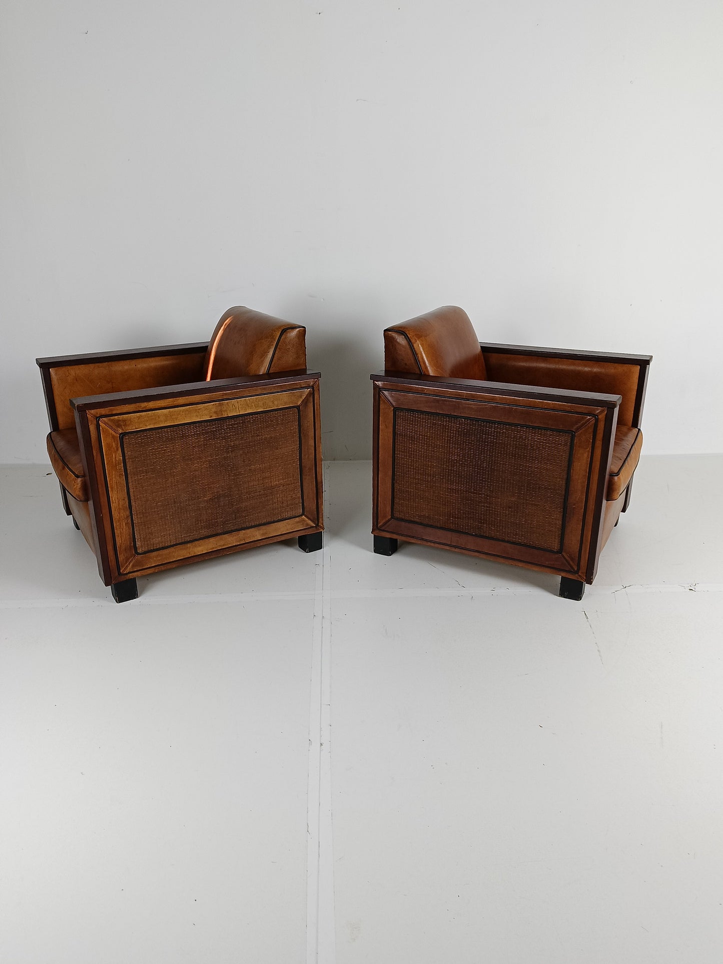 Art Deco Sheep Leather Armchairs Art Deco Sheep Leather Armchairs