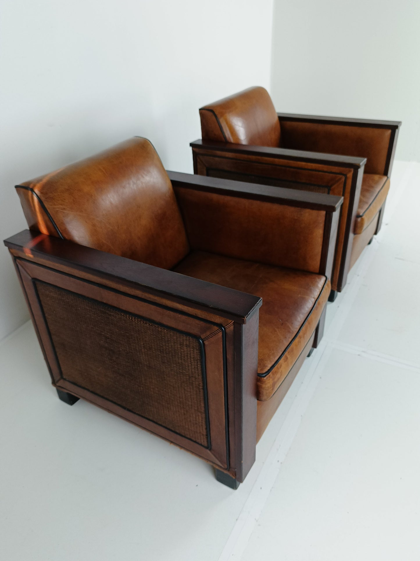 Art Deco Sheep Leather Armchairs Art Deco Sheep Leather Armchairs