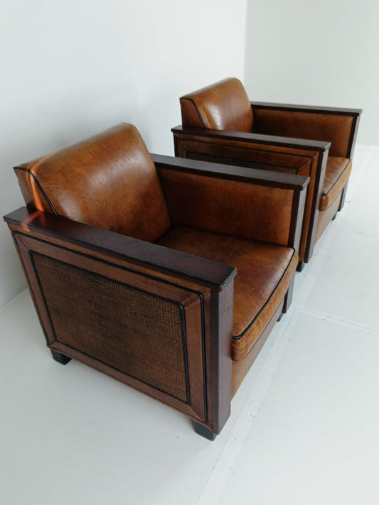 Art Deco Sheep Leather Armchairs Art Deco Sheep Leather Armchairs