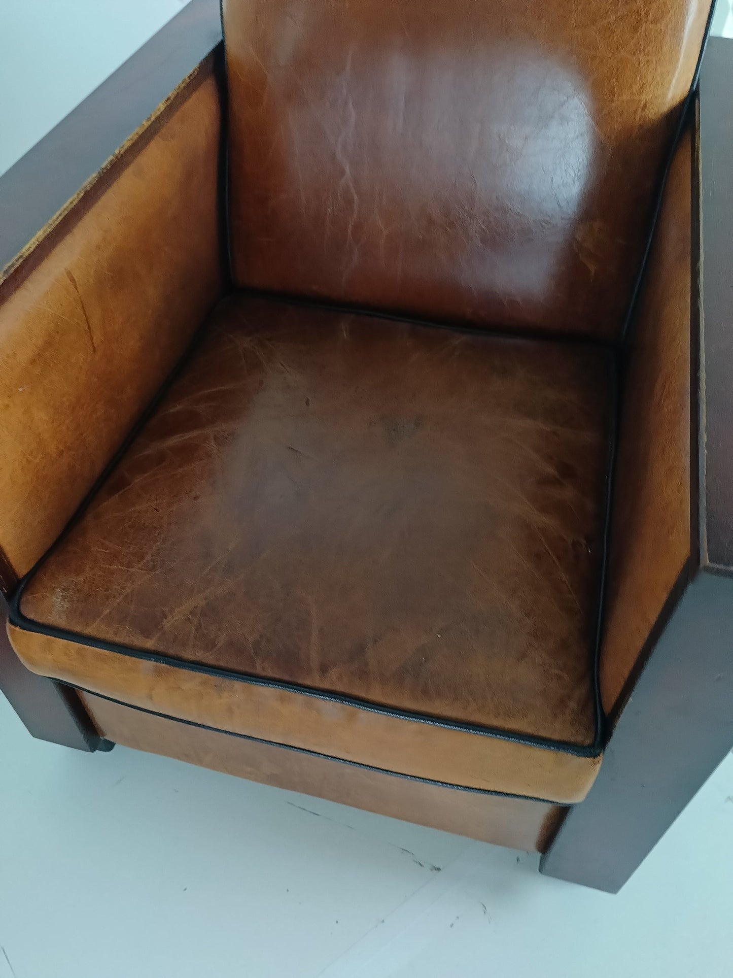 Art Deco Sheep Leather Armchairs Art Deco Sheep Leather Armchairs