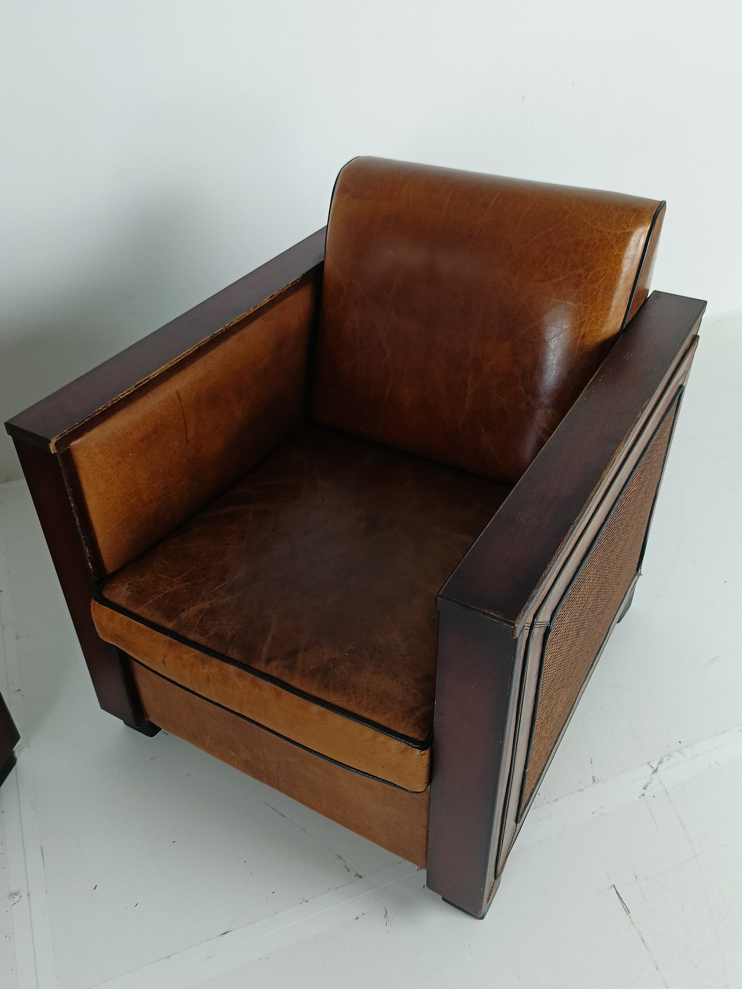 Art Deco Sheep Leather Armchairs Art Deco Sheep Leather Armchairs