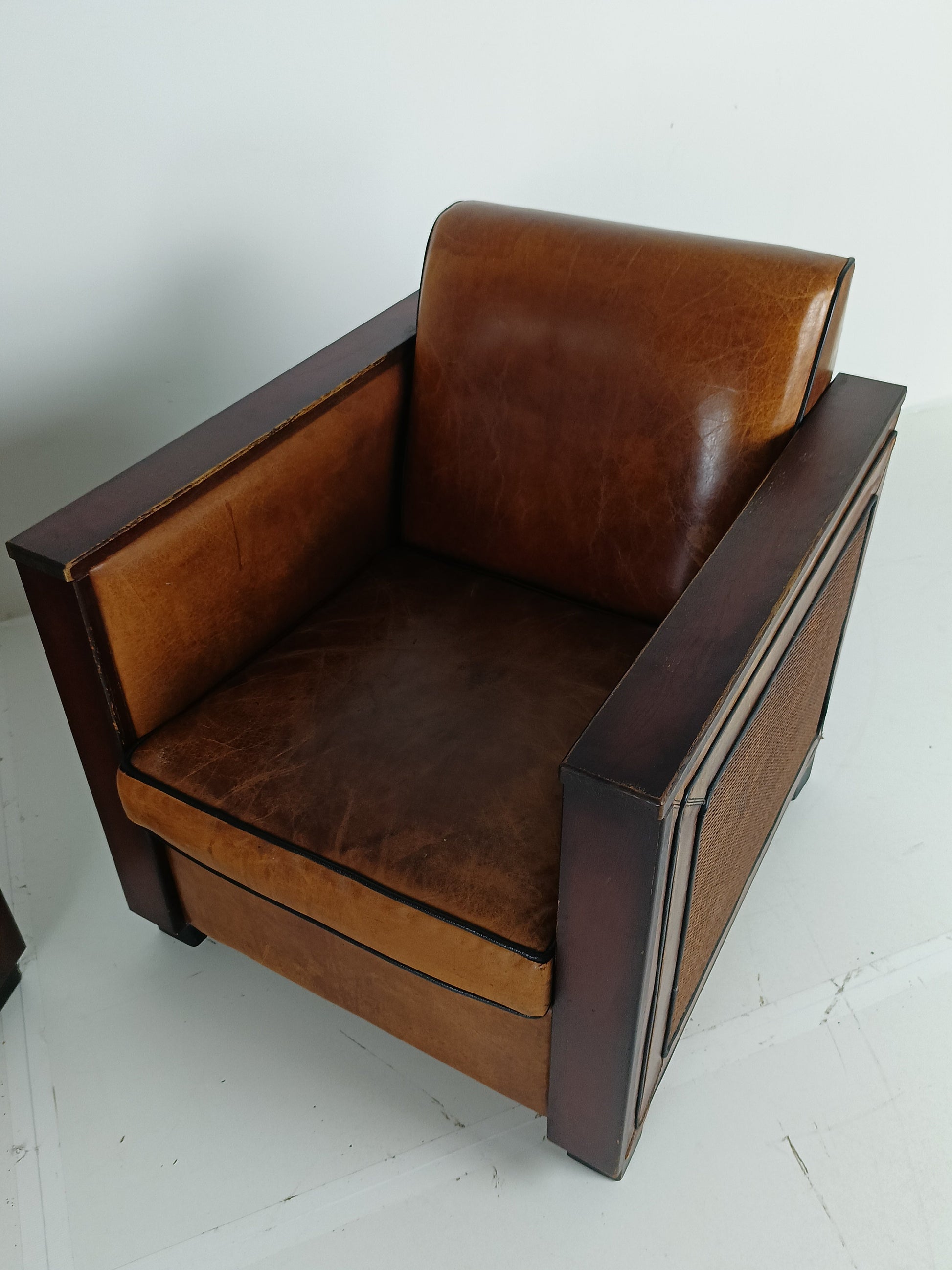 Art Deco Sheep Leather Armchairs Art Deco Sheep Leather Armchairs