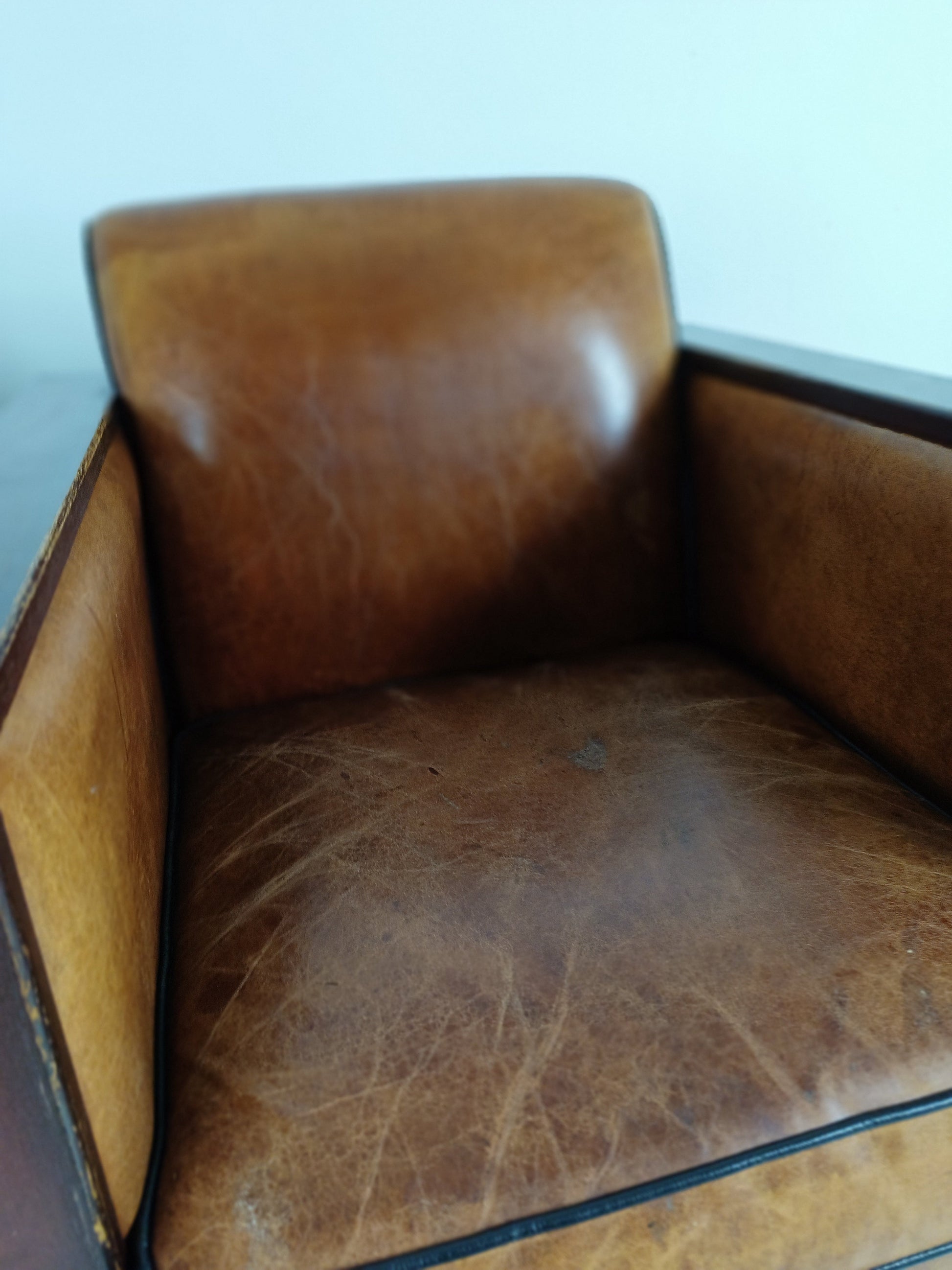 Art Deco Sheep Leather Armchairs Art Deco Sheep Leather Armchairs