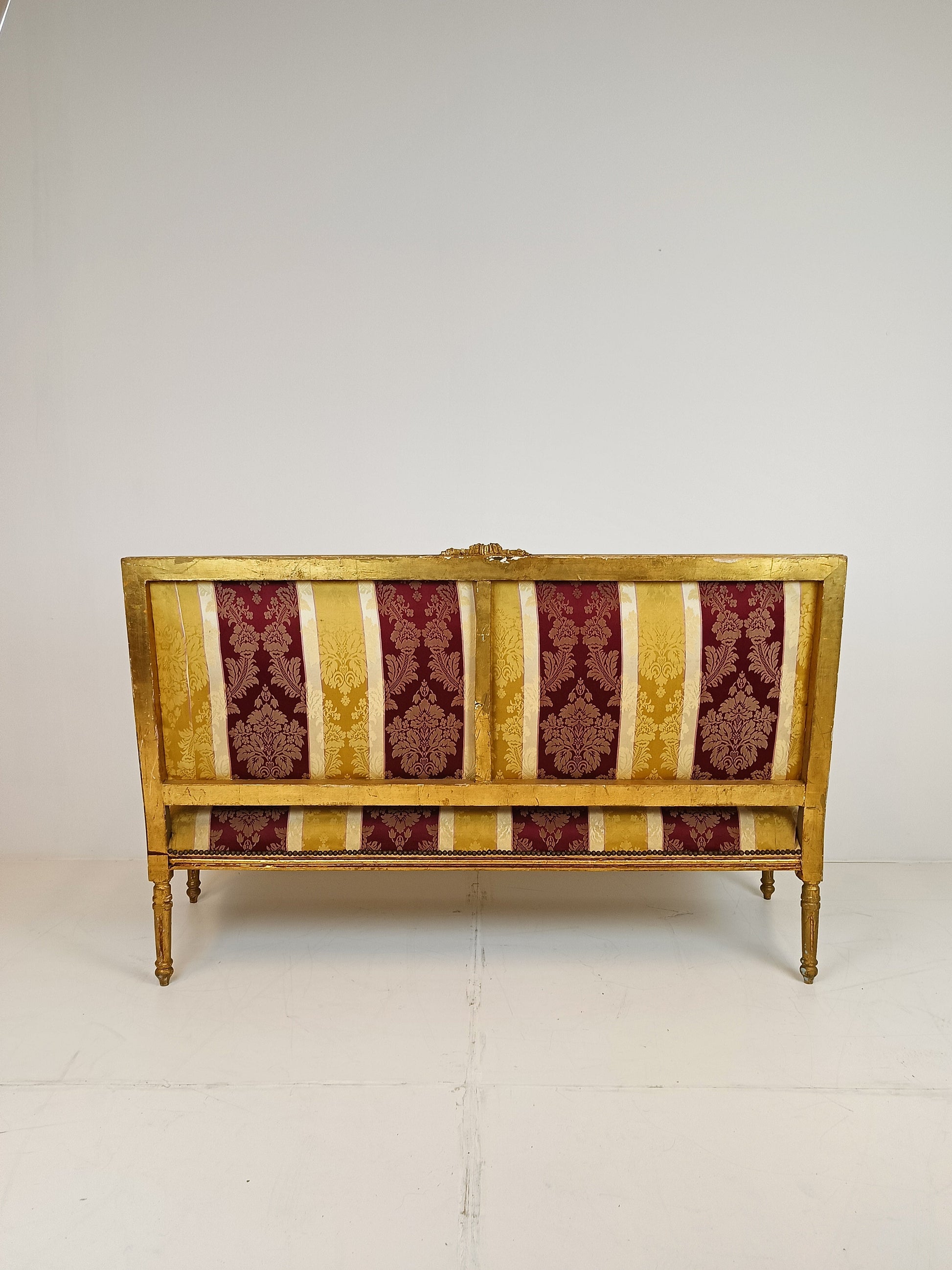 Beautiful Elegant Gilded Wooden 2-Seater Sofa In Louis XVI Style Beautiful Elegant Gilded Wooden 2-Seater Sofa In Louis XVI Style