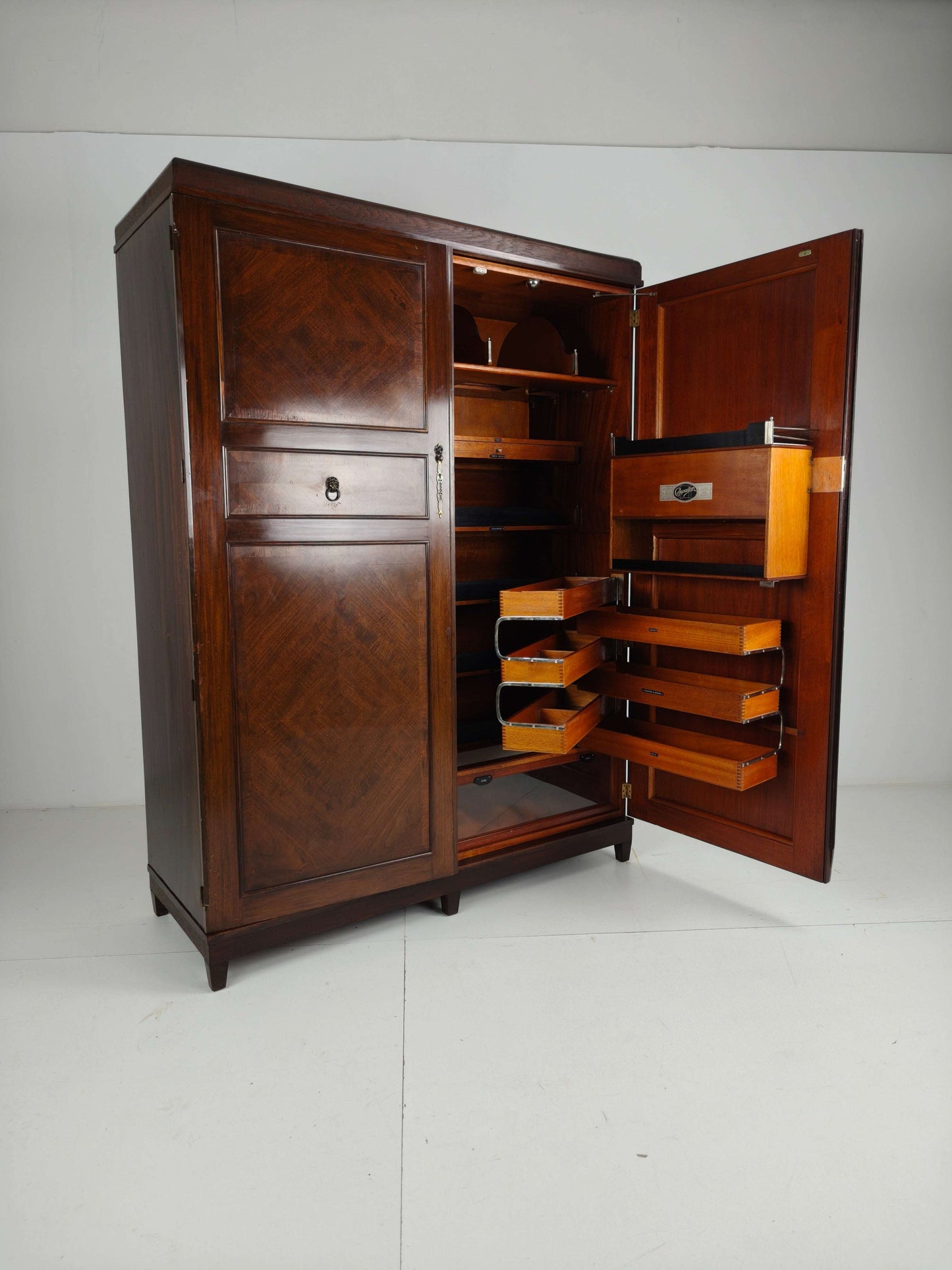 Beautiful English Art Deco 1920s Compactom Ltd Gentleman’s Wardrobe Beautiful English Art Deco 1920s Compactom Ltd Gentleman’s Wardrobe