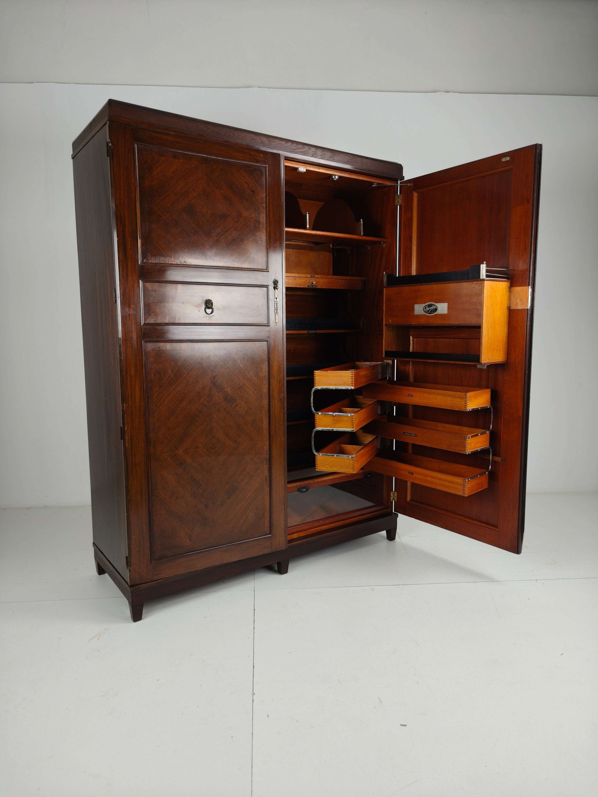 Beautiful English Art Deco 1920s Compactom Ltd Gentleman’s Wardrobe Beautiful English Art Deco 1920s Compactom Ltd Gentleman’s Wardrobe