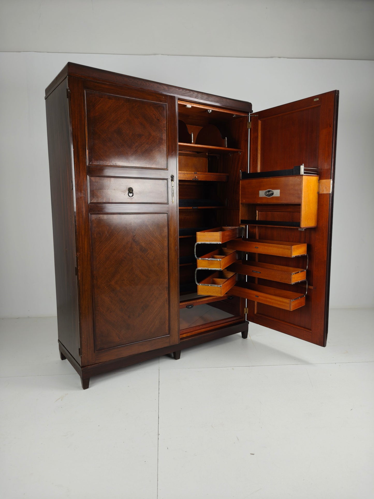 Beautiful English Art Deco 1920s Compactom Ltd Gentleman’s Wardrobe Beautiful English Art Deco 1920s Compactom Ltd Gentleman’s Wardrobe