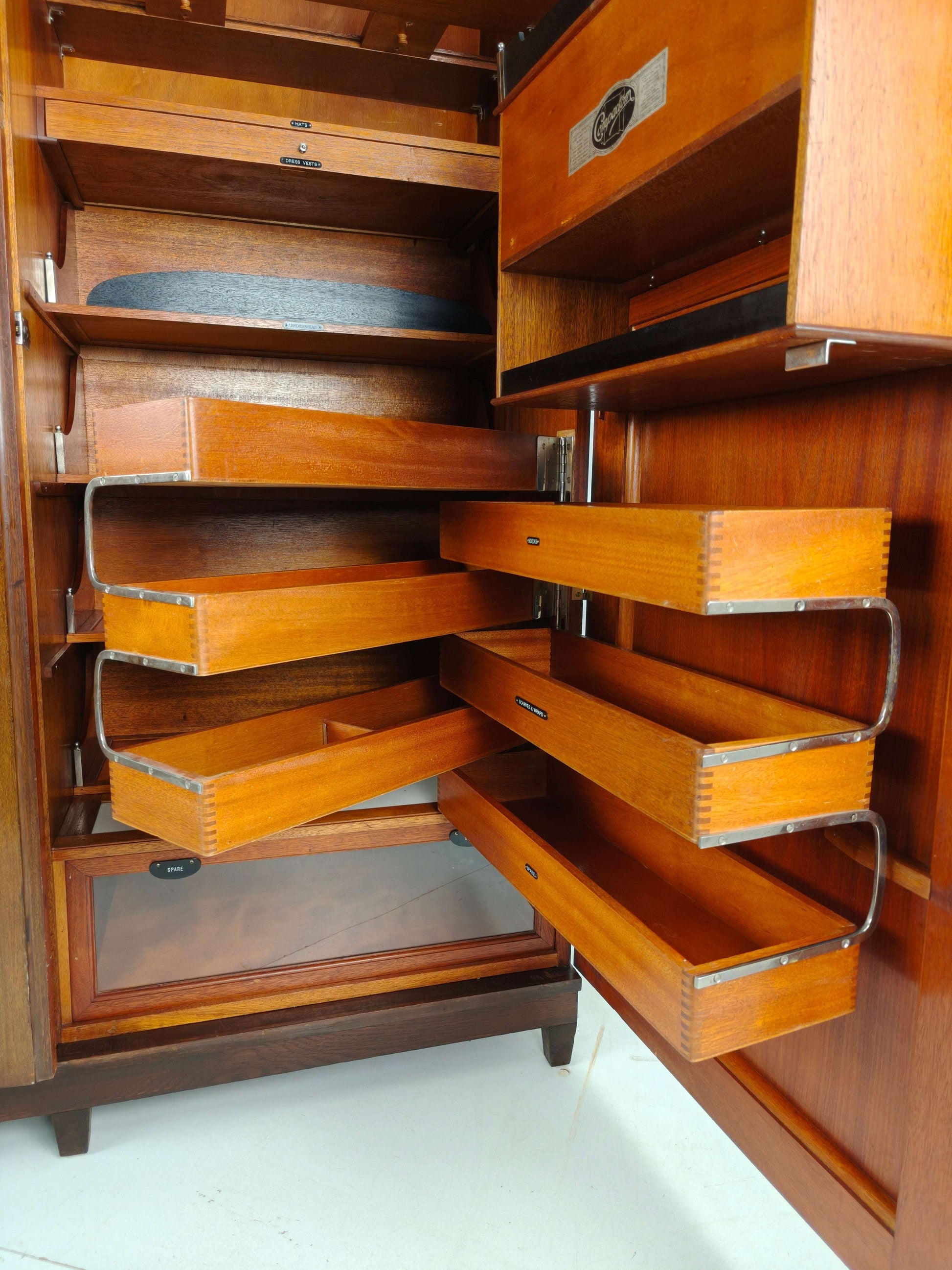 Beautiful English Art Deco 1920s Compactom Ltd Gentleman’s Wardrobe Beautiful English Art Deco 1920s Compactom Ltd Gentleman’s Wardrobe