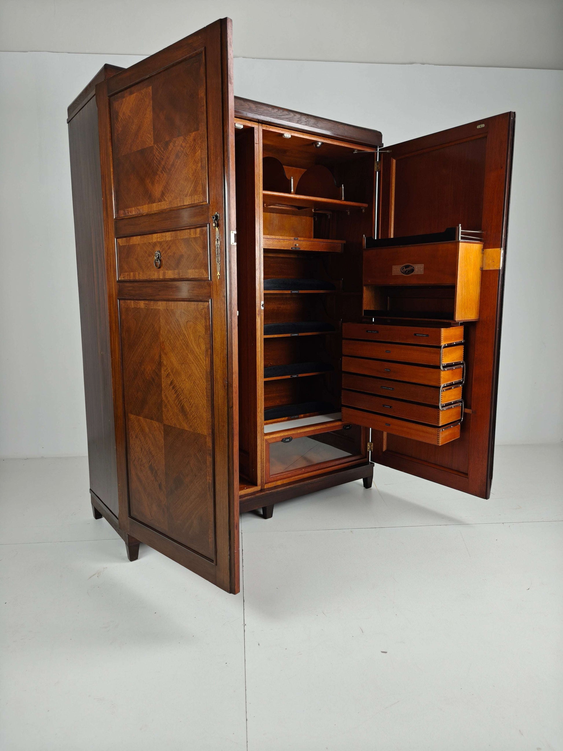 Beautiful English Art Deco 1920s Compactom Ltd Gentleman’s Wardrobe Beautiful English Art Deco 1920s Compactom Ltd Gentleman’s Wardrobe