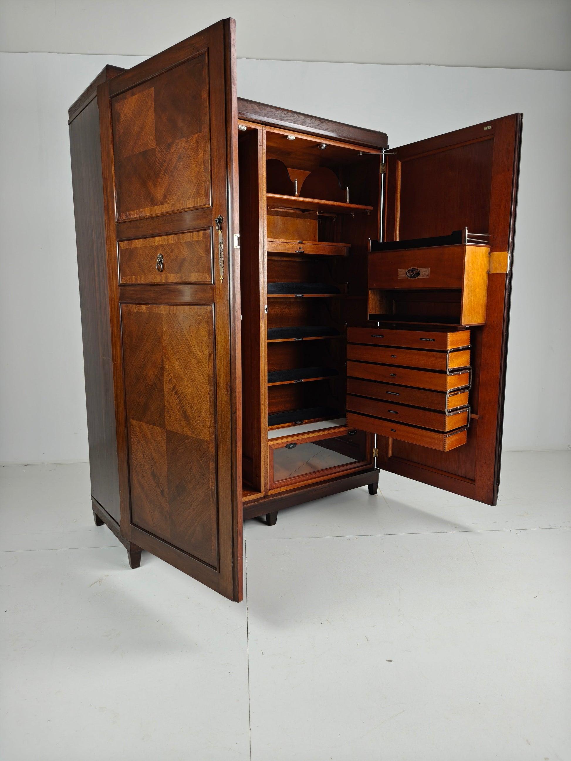Beautiful English Art Deco 1920s Compactom Ltd Gentleman’s Wardrobe Beautiful English Art Deco 1920s Compactom Ltd Gentleman’s Wardrobe