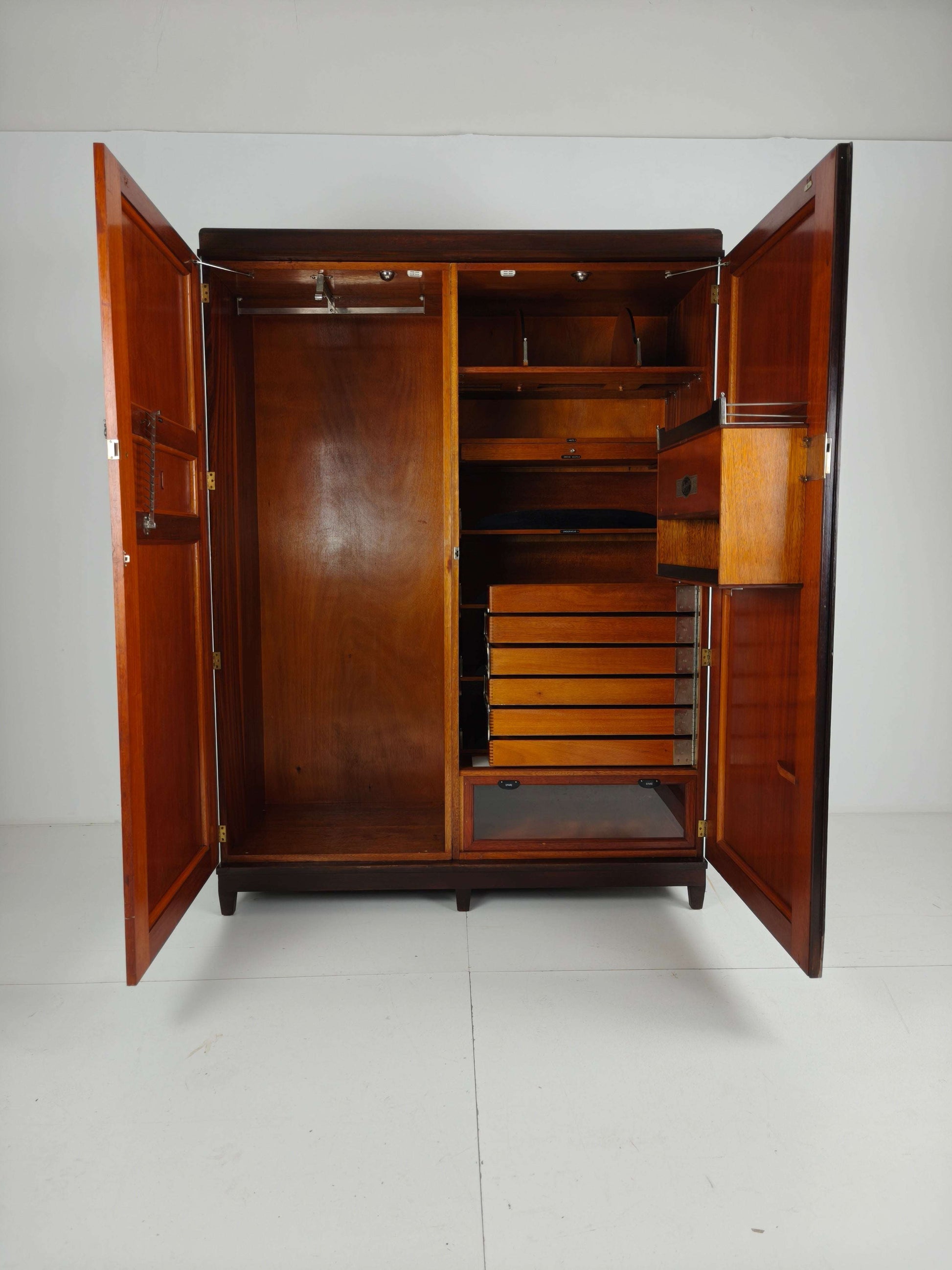 Beautiful English Art Deco 1920s Compactom Ltd Gentleman’s Wardrobe Beautiful English Art Deco 1920s Compactom Ltd Gentleman’s Wardrobe