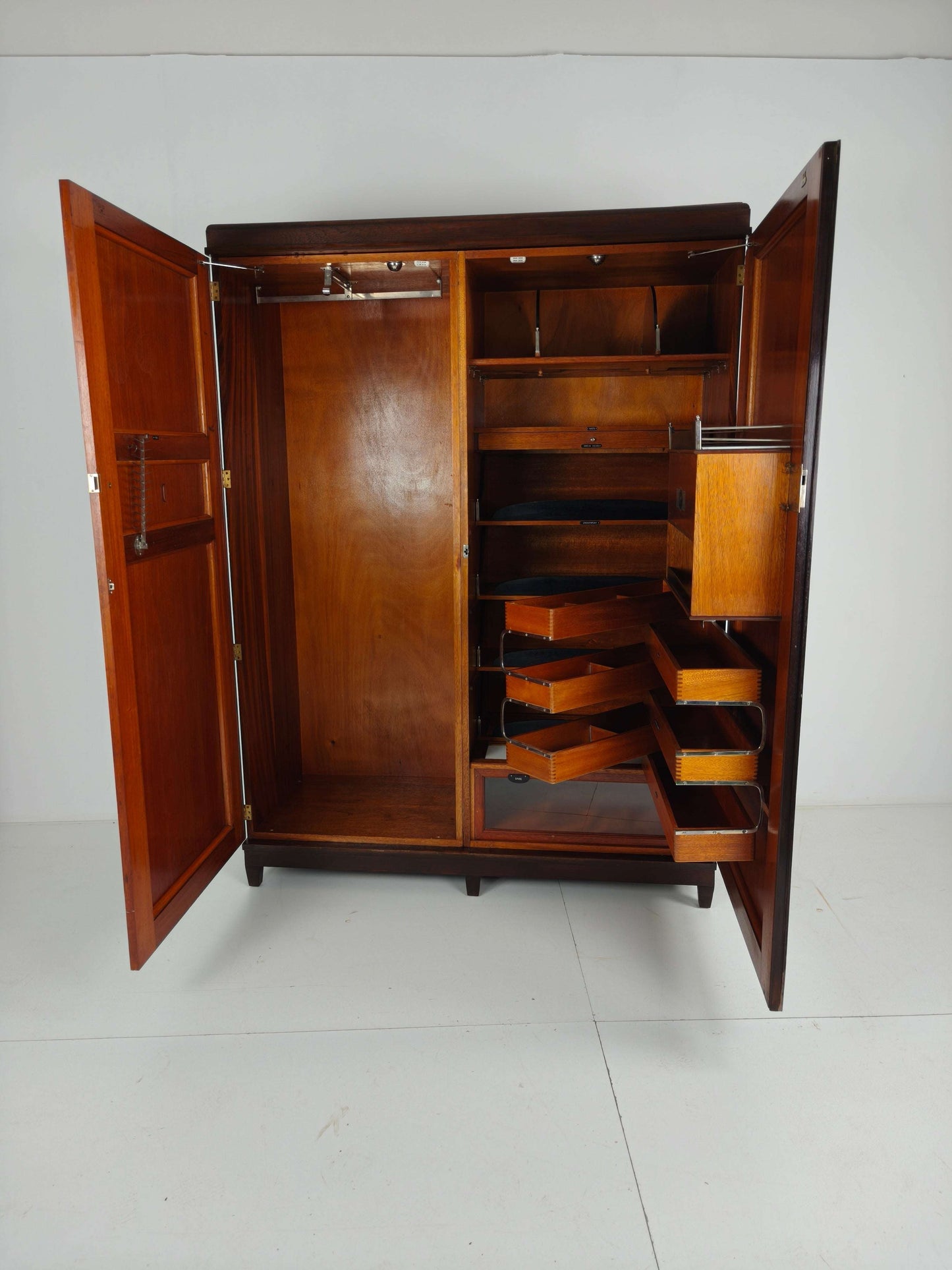 Beautiful English Art Deco 1920s Compactom Ltd Gentleman’s Wardrobe Beautiful English Art Deco 1920s Compactom Ltd Gentleman’s Wardrobe