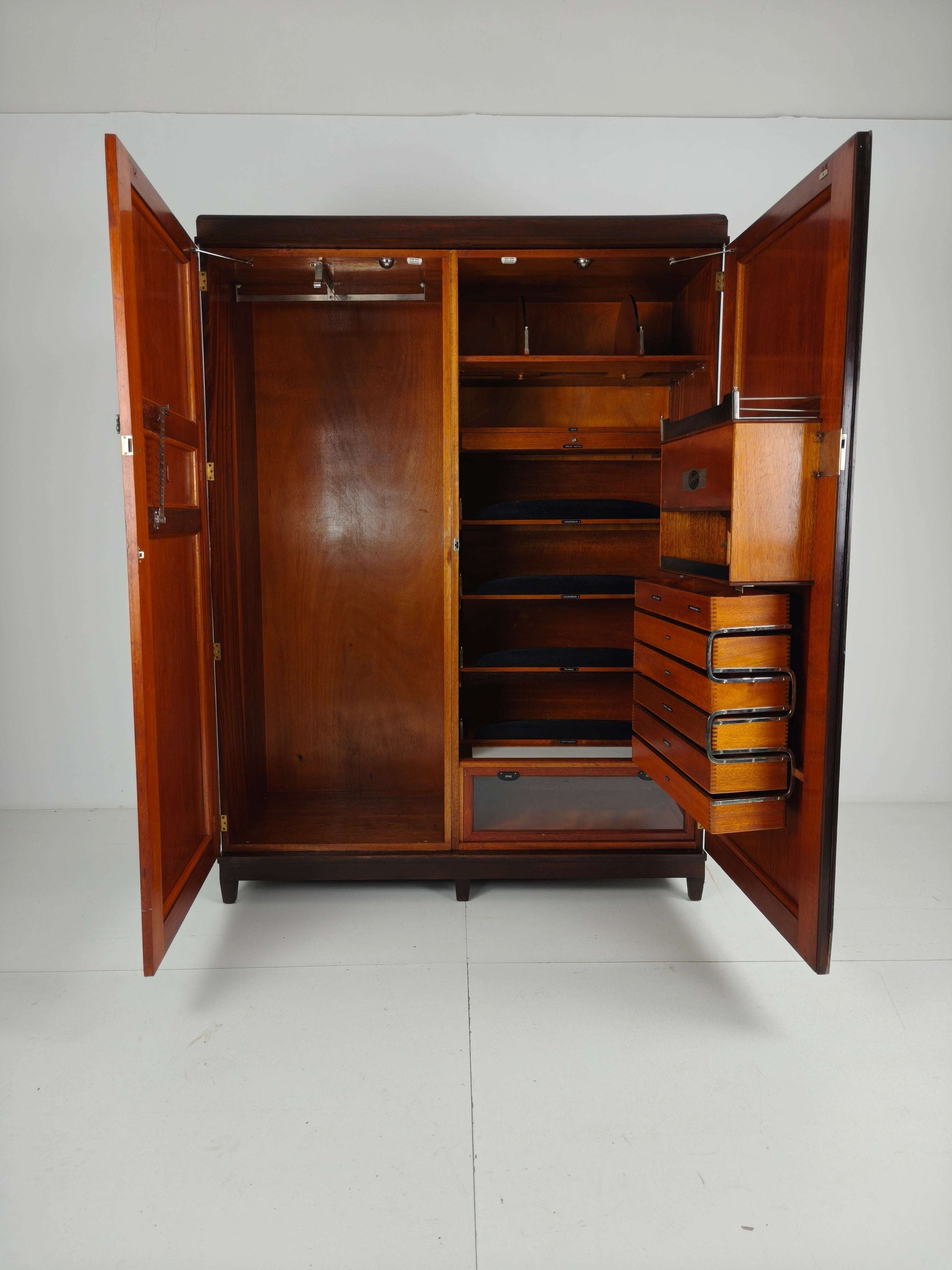 Beautiful English Art Deco 1920s Compactom Ltd Gentleman’s Wardrobe Beautiful English Art Deco 1920s Compactom Ltd Gentleman’s Wardrobe