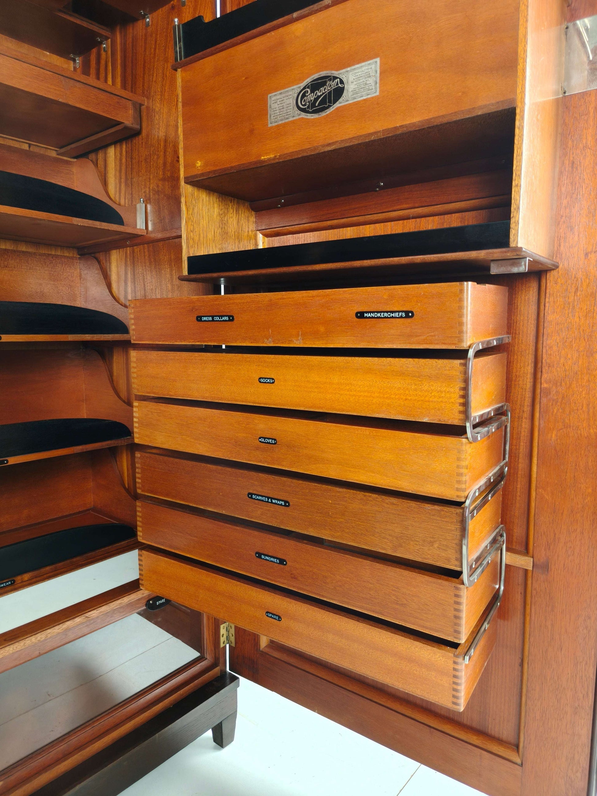 Beautiful English Art Deco 1920s Compactom Ltd Gentleman’s Wardrobe Beautiful English Art Deco 1920s Compactom Ltd Gentleman’s Wardrobe